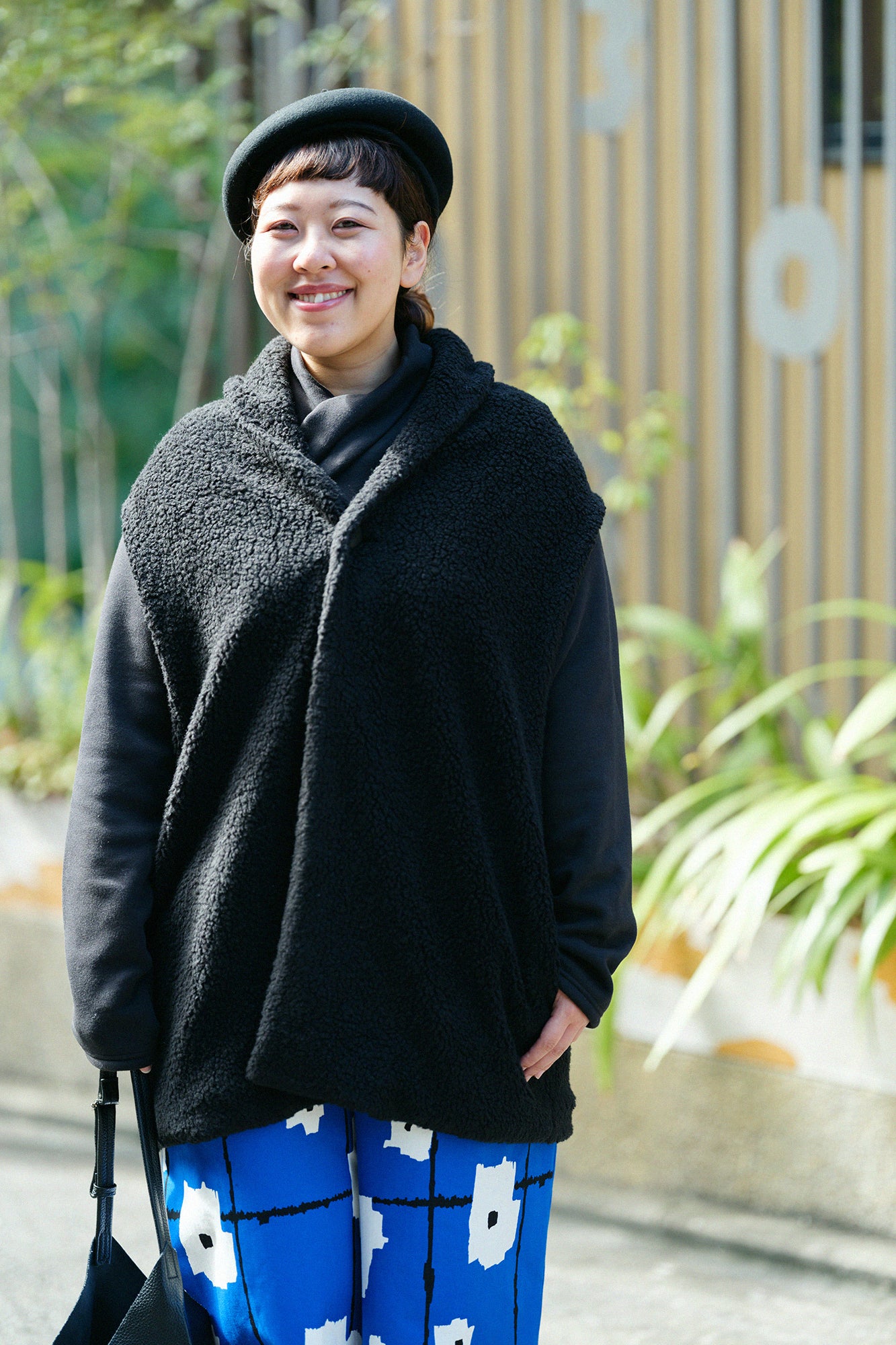 Boa Saya Vest with Lining / Black×Imayo