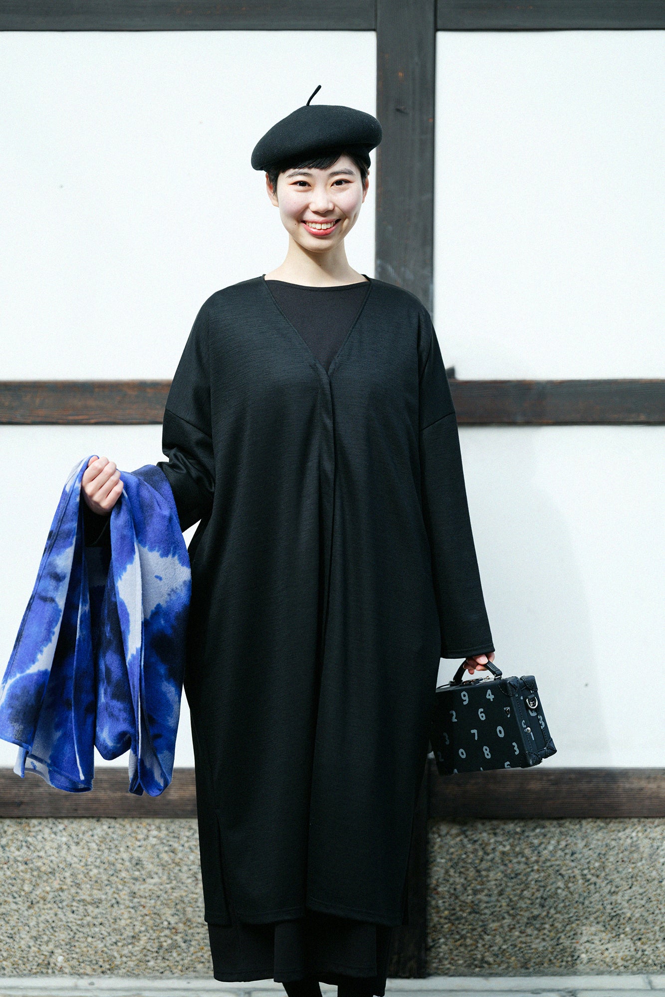 【預購】羅紋針織布羊毛 V領輕型外套/黑色(※預計於12月9日左右發貨)