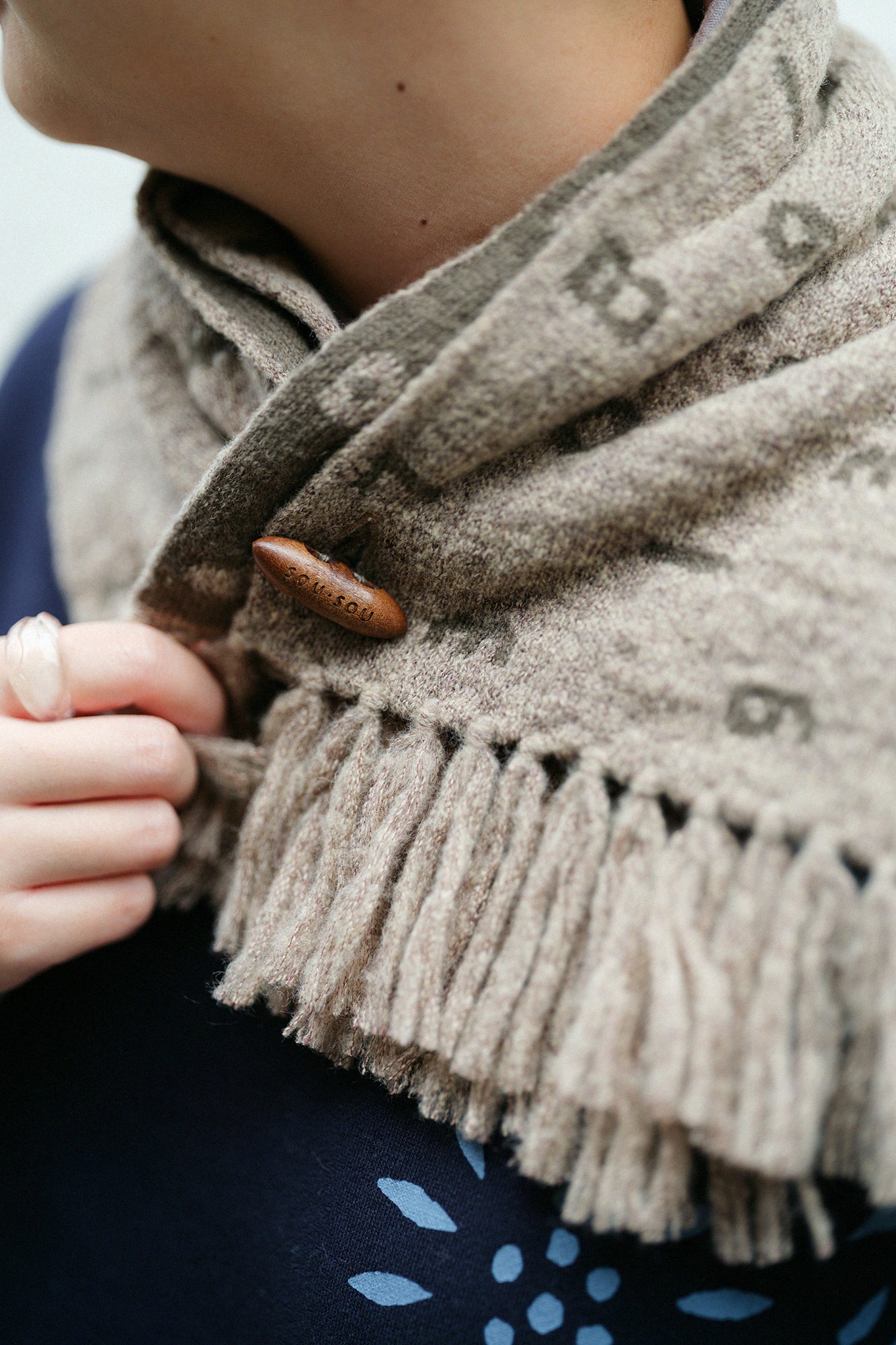 SOU・SOU×MOONBAT 草編領巾/SO-SU-U十數 灰褐色