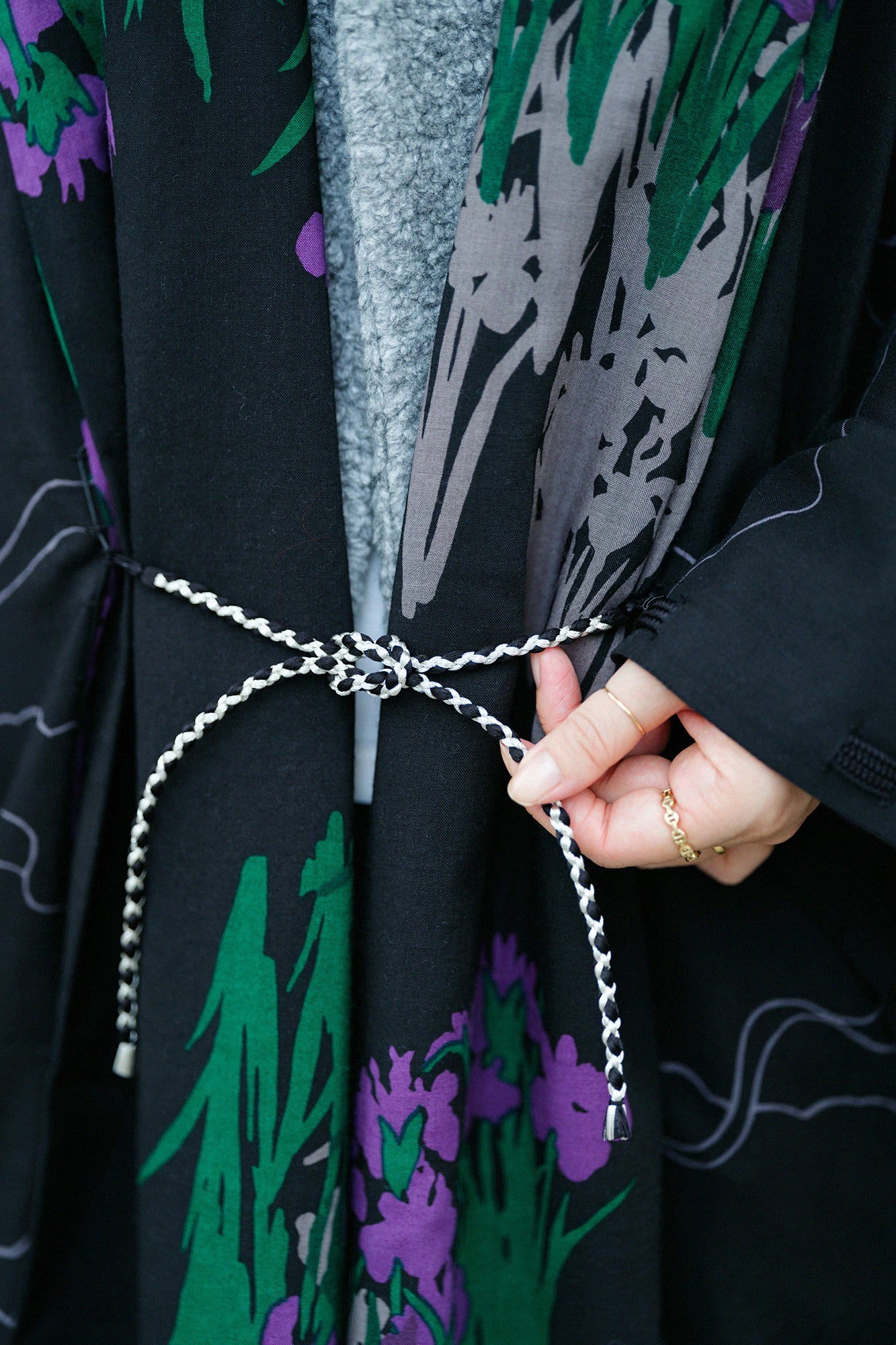 毛斯綸 宮中袖 雙面用/風神雷神×尾形光琳 燕子花圖屏風 再現