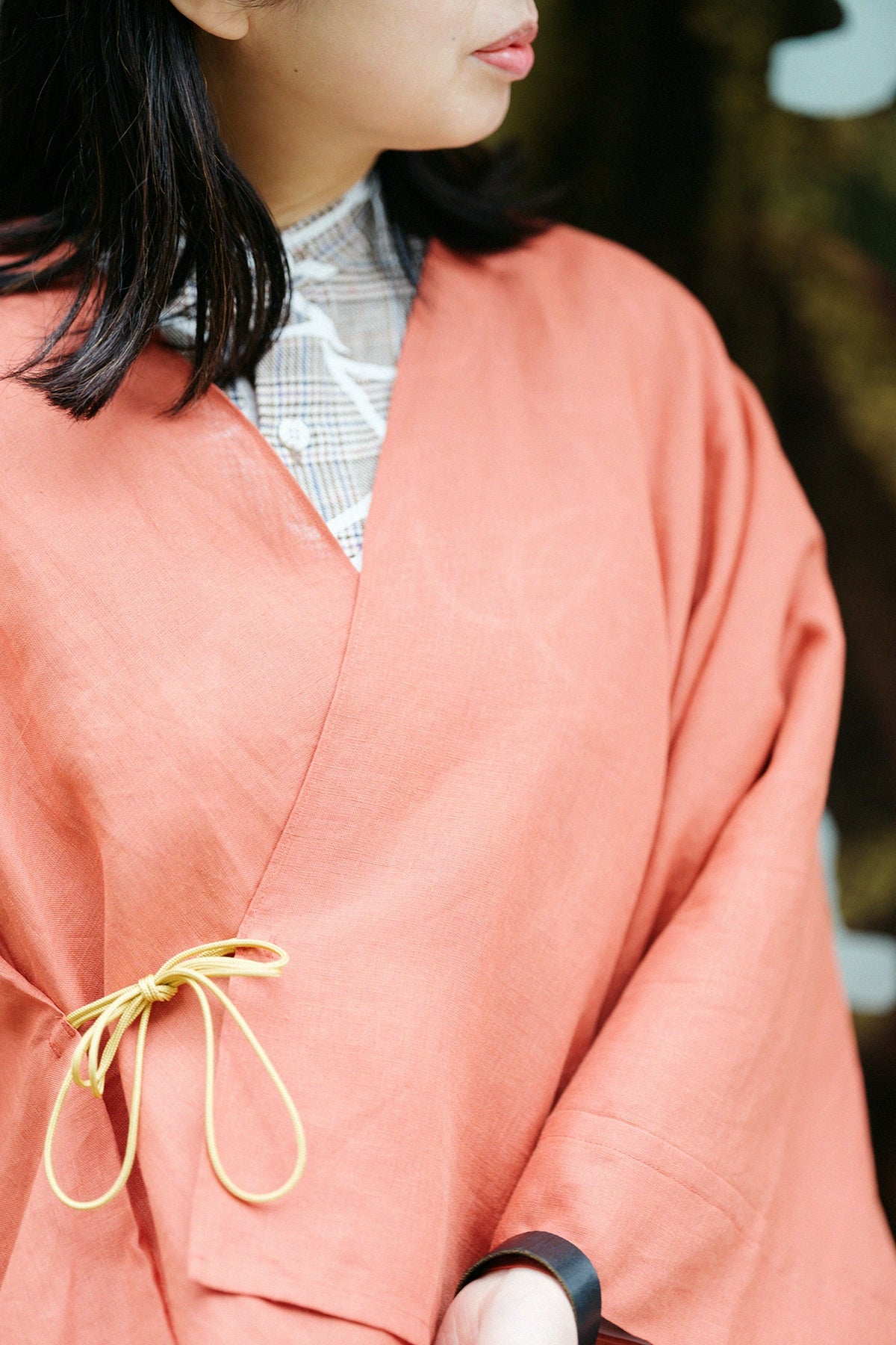 【Scheduled to ship around Mar 3】Linen Kisaragi Poncho Short/Reddish Yellow