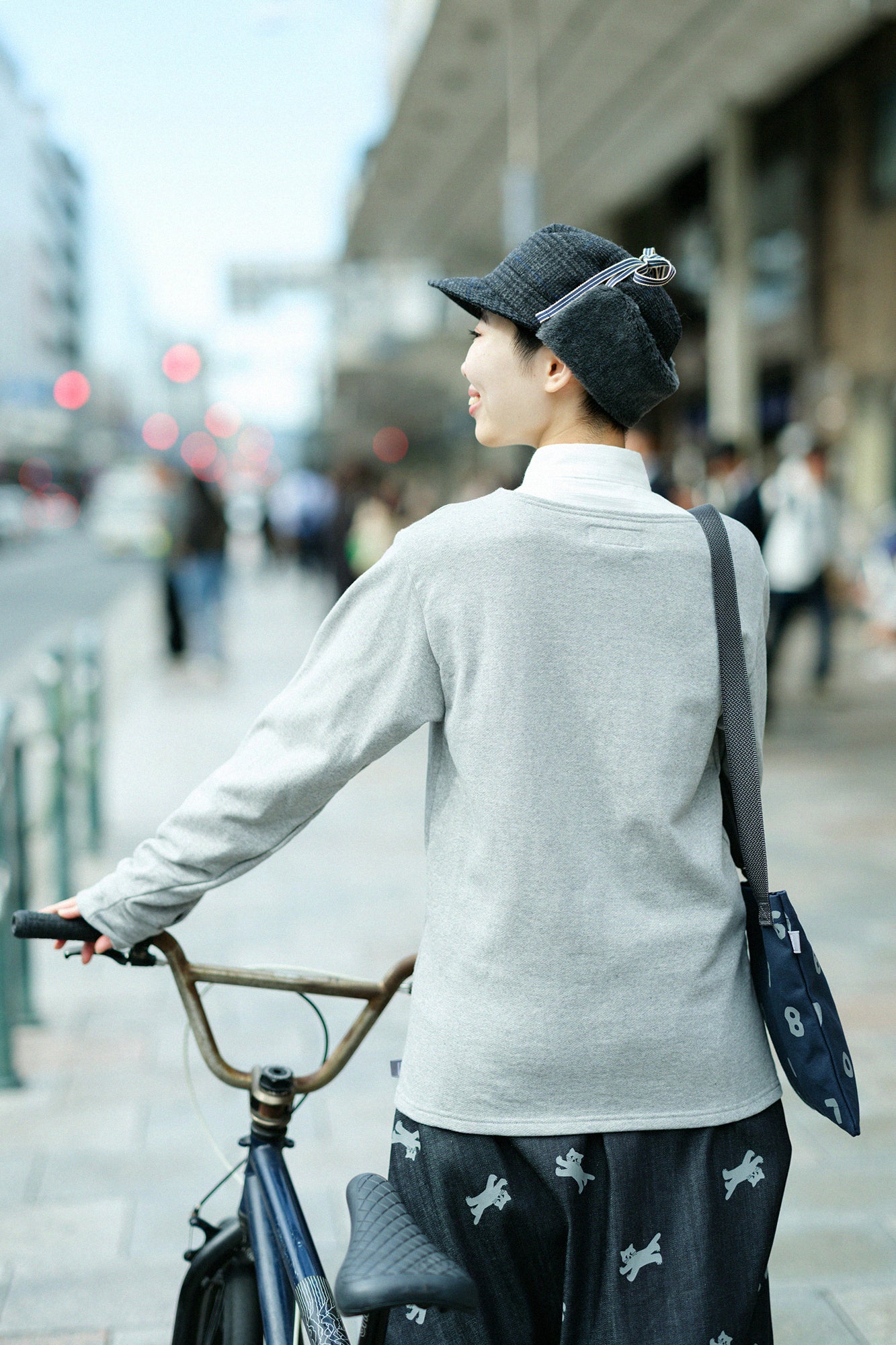 Fleece Boat Neck Sweat Shirt/Heather Grey×Red JQ