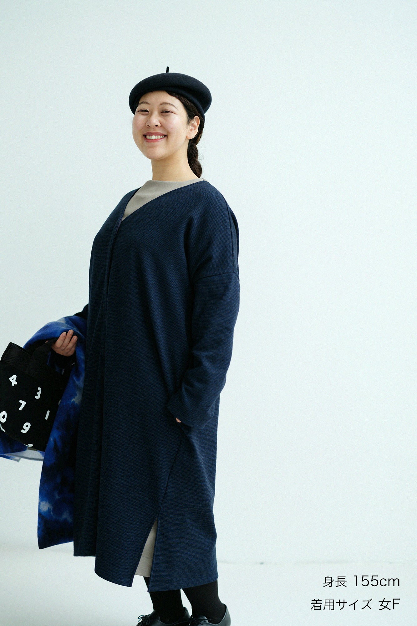 【預購】C/W千鳥格紋織 V領輕型外套/深藍色(※預計於12月9日左右發貨)