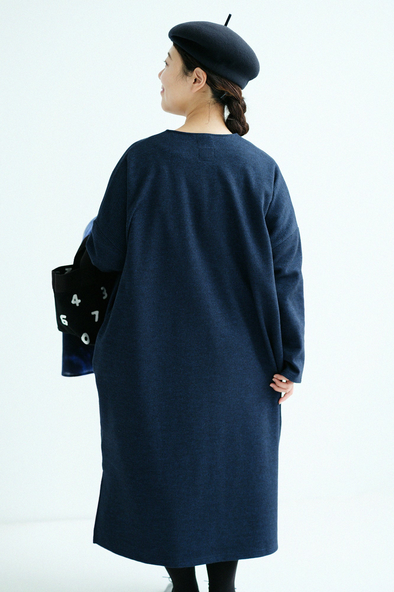 【預購】C/W千鳥格紋織 V領輕型外套/深藍色(※預計於12月9日左右發貨)