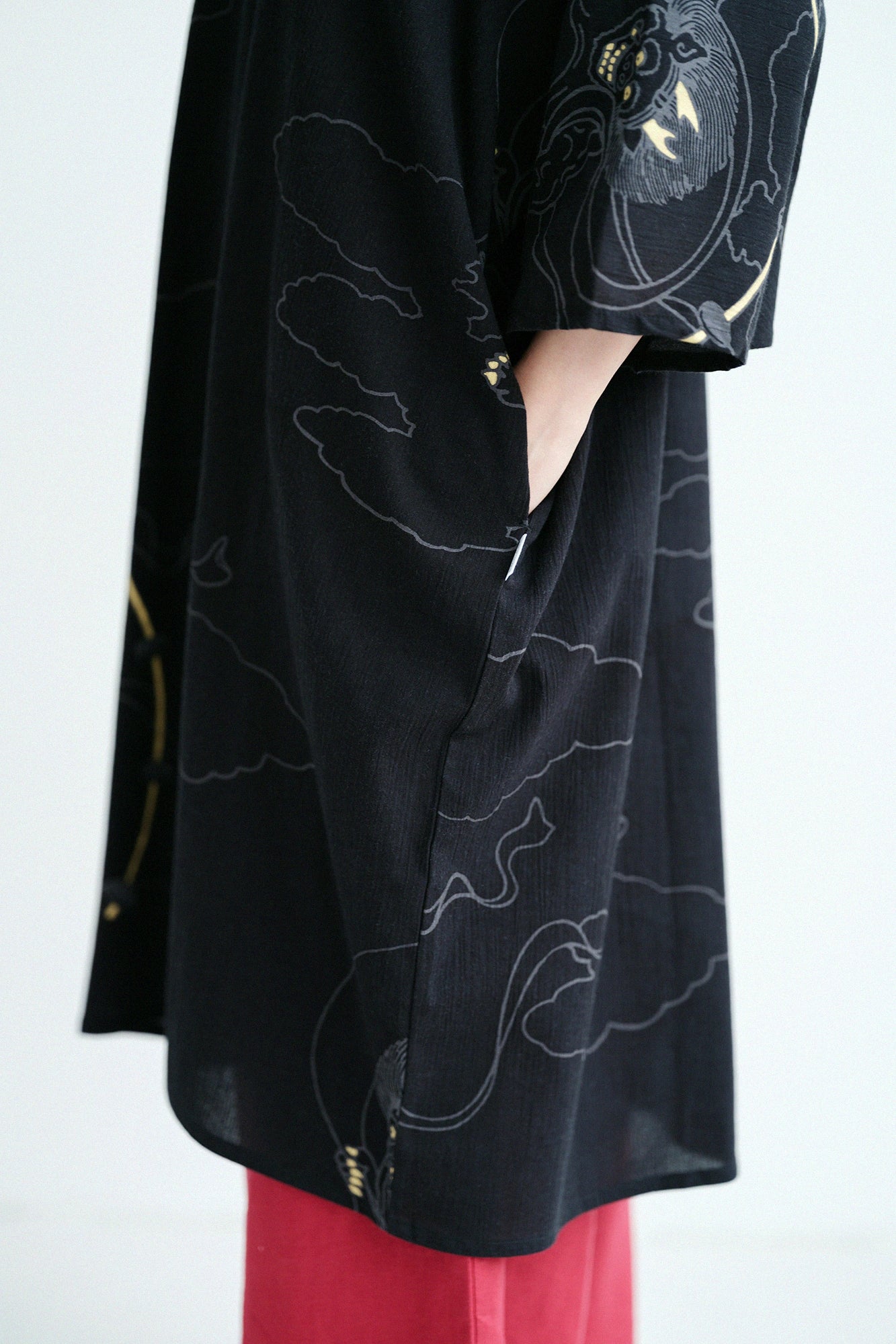 【Scheduled to ship around Early May】Chizimi Cotton 20/20 Naginata Rectangular Dress/Wind God and Thunder God