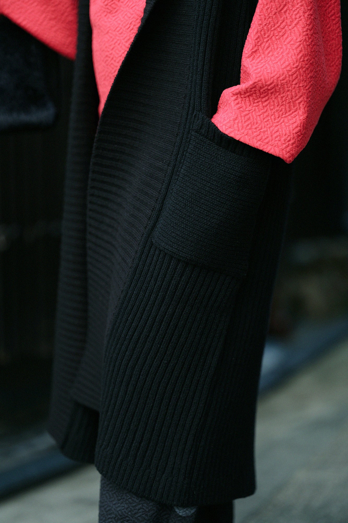 SOU・SOU×ALPHA 羊絨混紡 背心 畝 長版/黑色