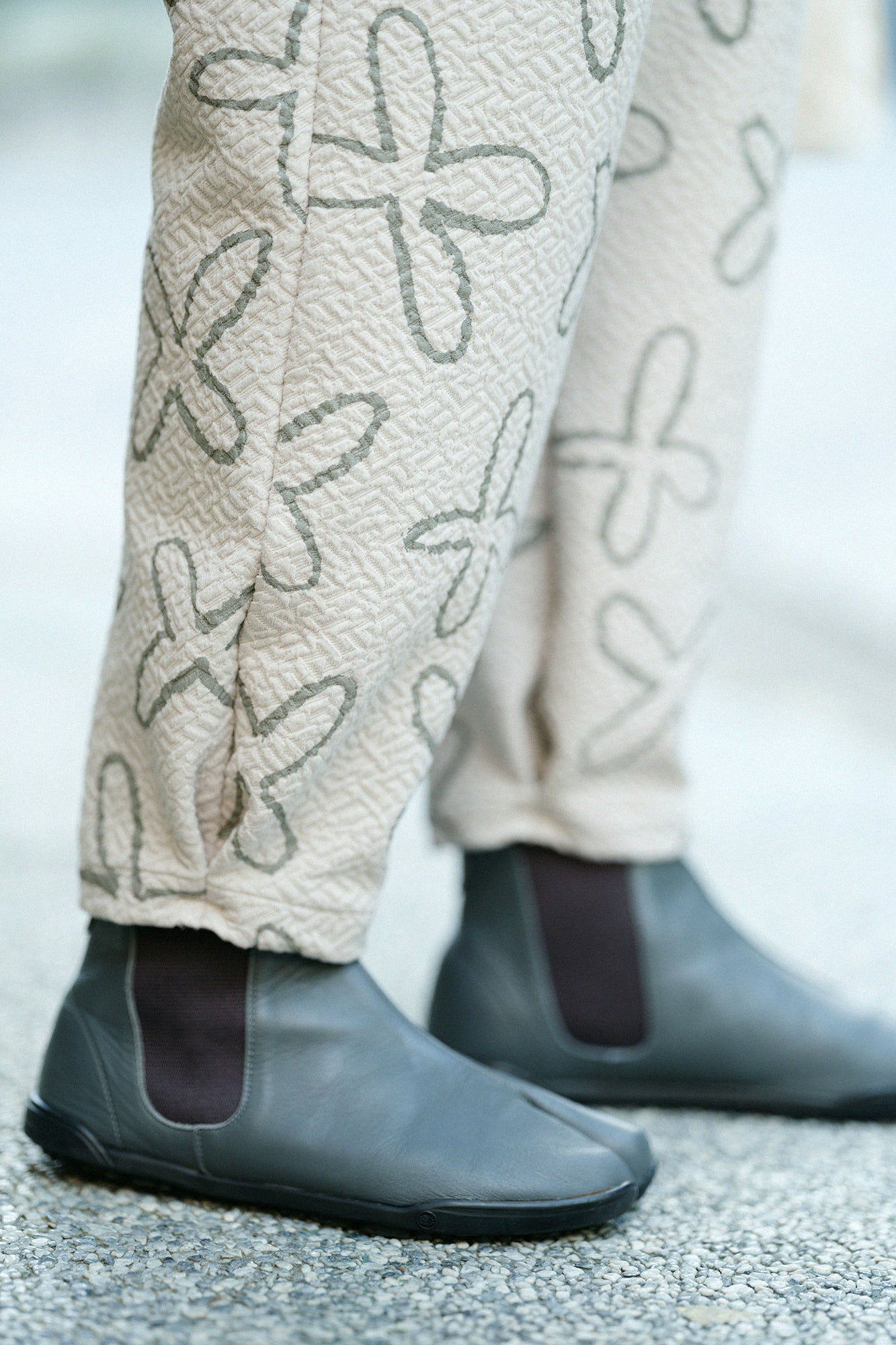 【預購】雙層緹花 工人褲/蘿蔔草 灰白色(※預計於11月25日左右發貨)