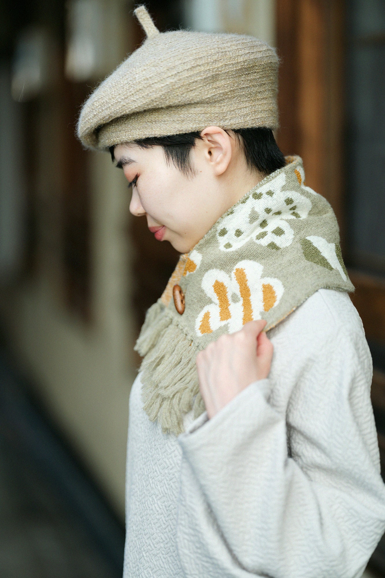 SOU・SOU×MOONBAT 草編衿(そうあみえり)/はじける 柳鼠(やなぎねず)