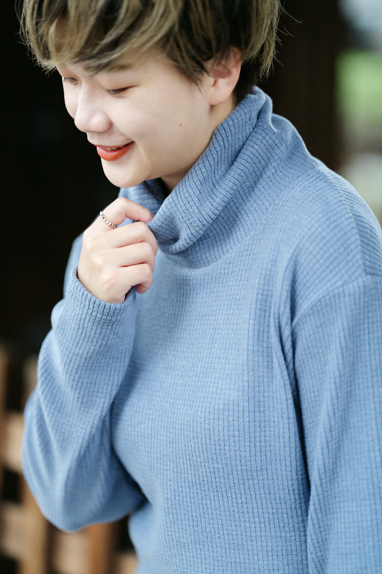 【預購】Soft Thermo(R) 羅紋針織 造型高領L/S長版上衣/風信子色(※預計於12月9日左右發貨)