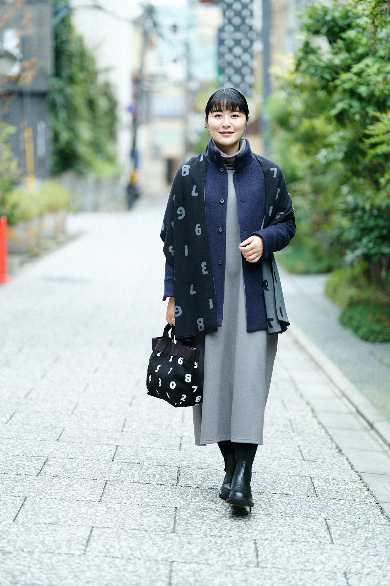 【預購】Soft Thermo(R) 羅紋針織布 高領長袖連身裙 超長版/灰色(※預計於12月9日左右發貨)