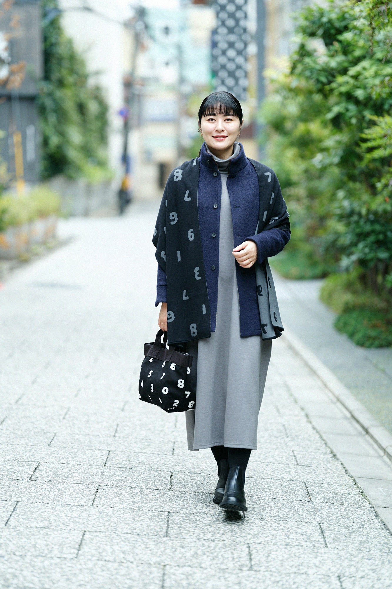 【預購】A.S 雙面羊毛 立領短外套/深藍色×網代紋和SO-SU-U十數 昆(※預計於12月9日左右發貨)