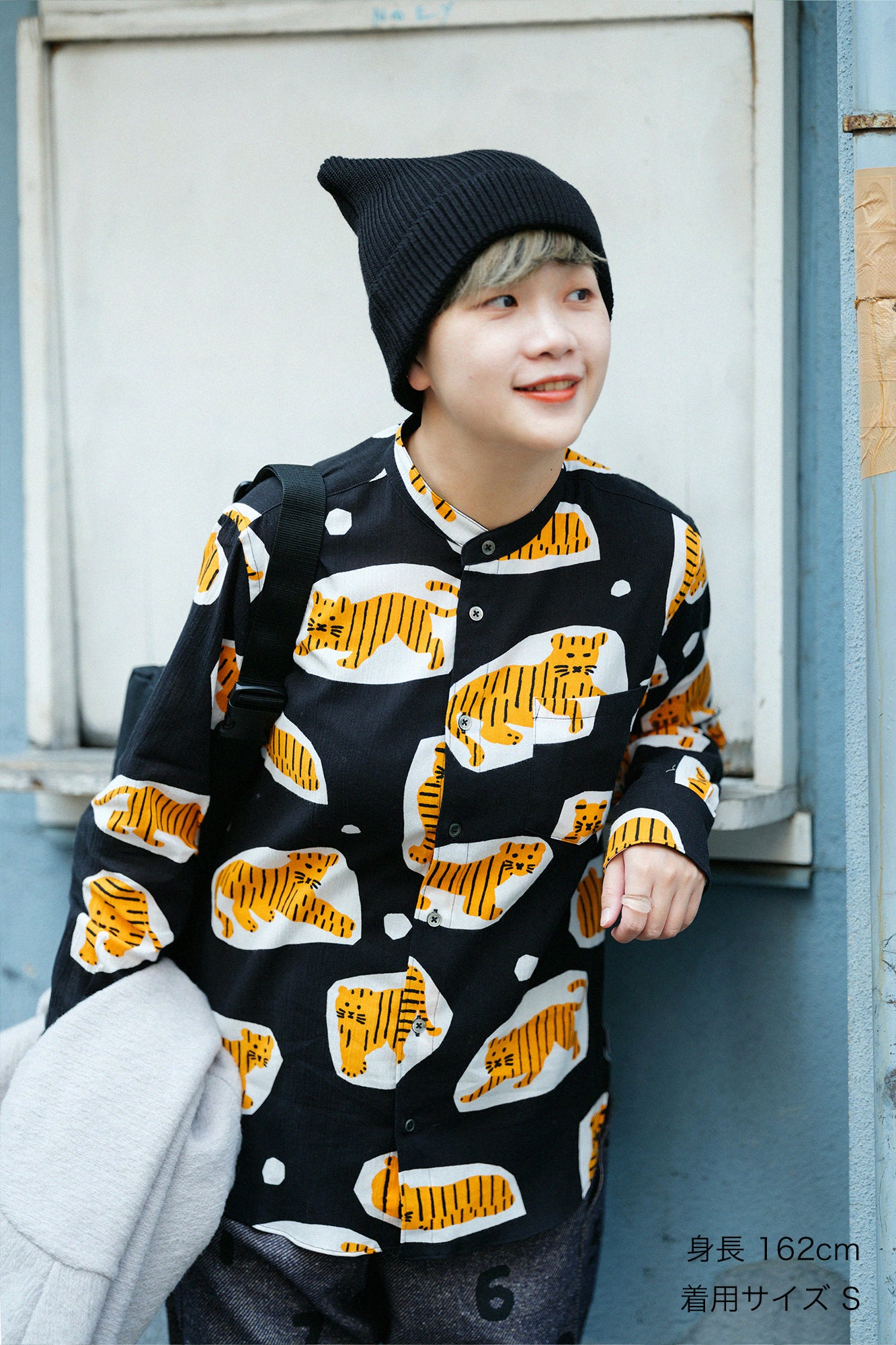 高島縮 20/20 スタンドカラーシャツ/寅(とら)