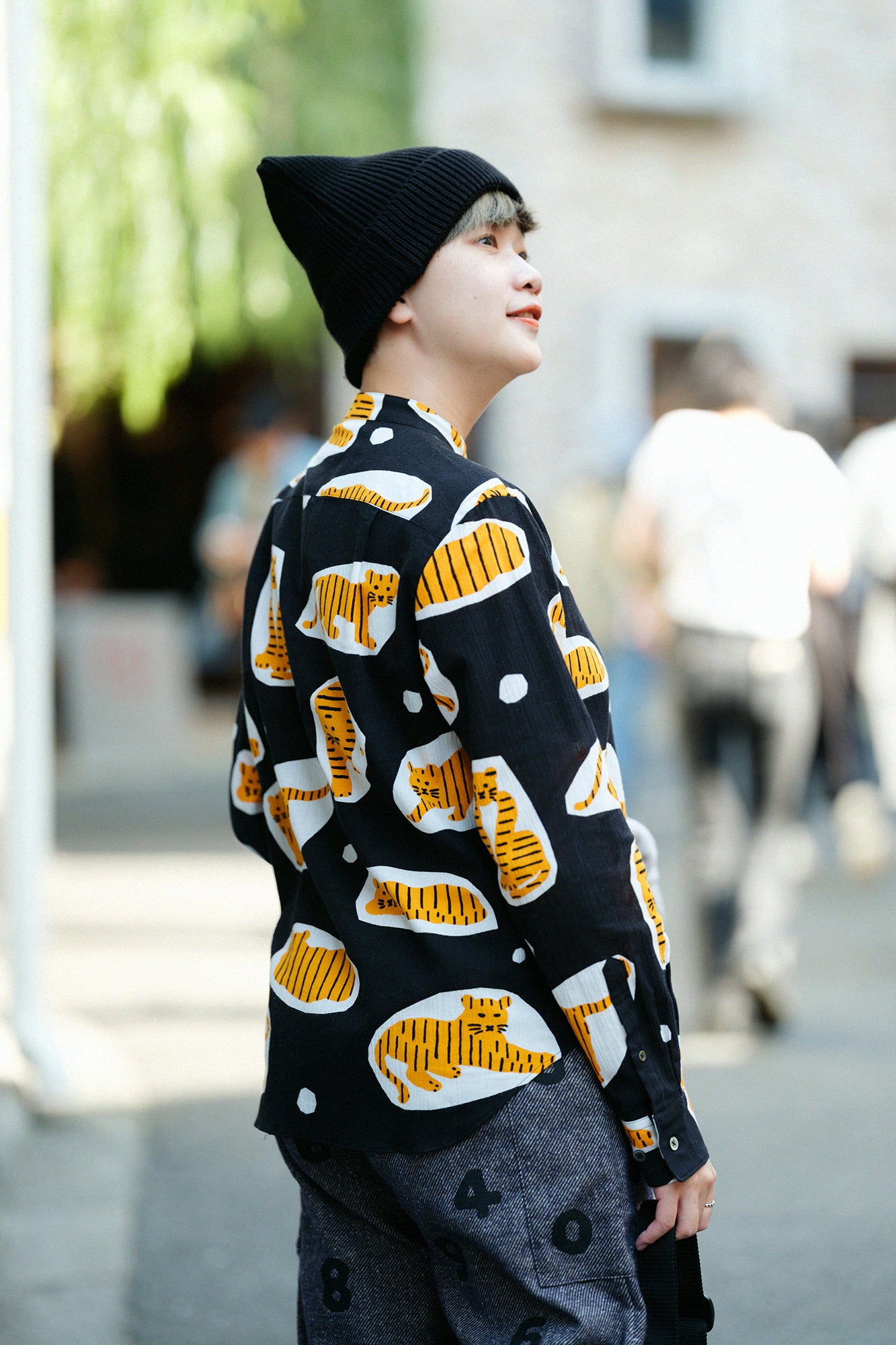 高島縮 20/20 スタンドカラーシャツ/寅(とら)