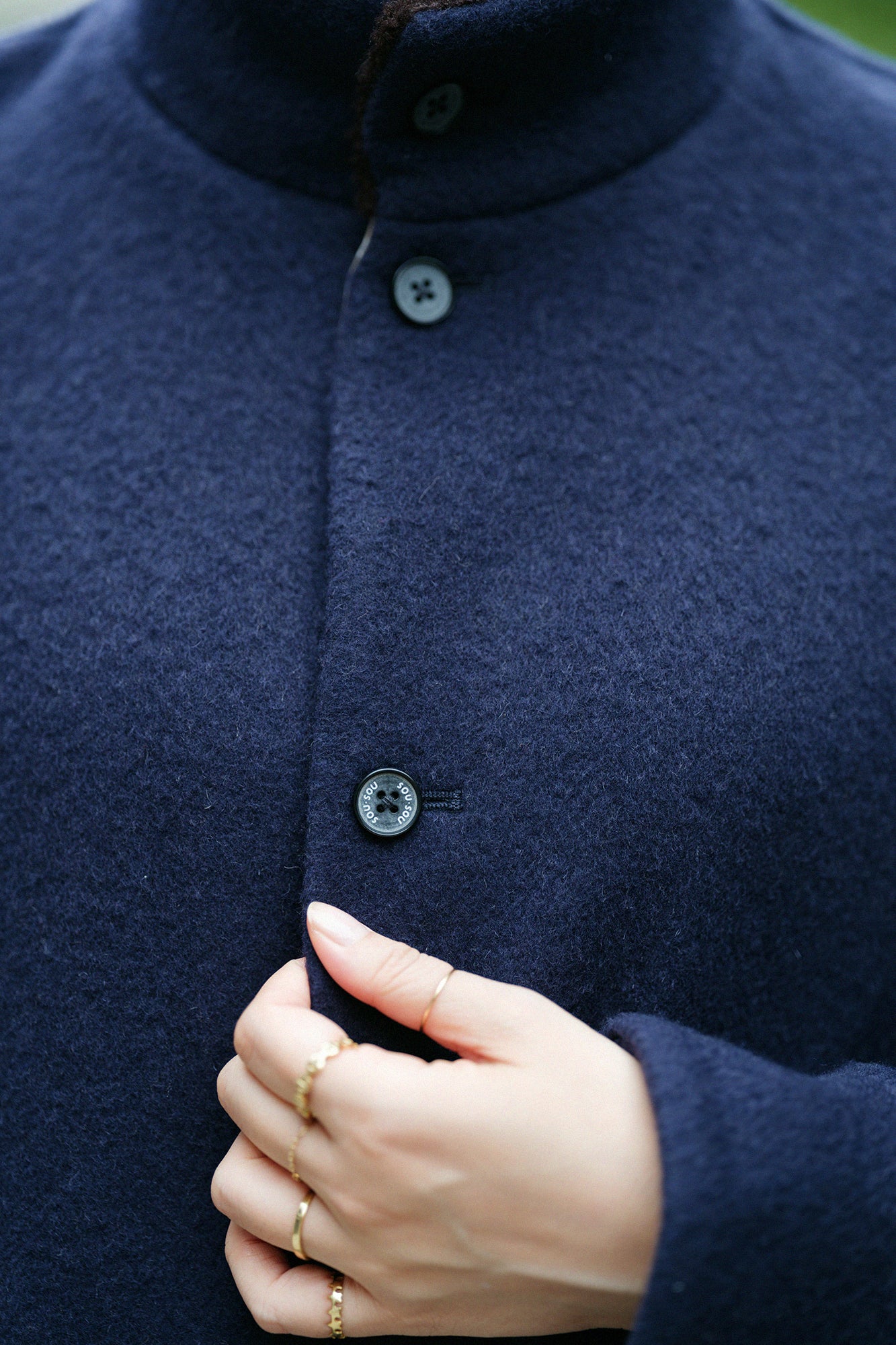 【預購】A.S 雙面羊毛 立領短外套/深藍色×網代紋和SO-SU-U十數 昆(※預計於12月9日左右發貨)