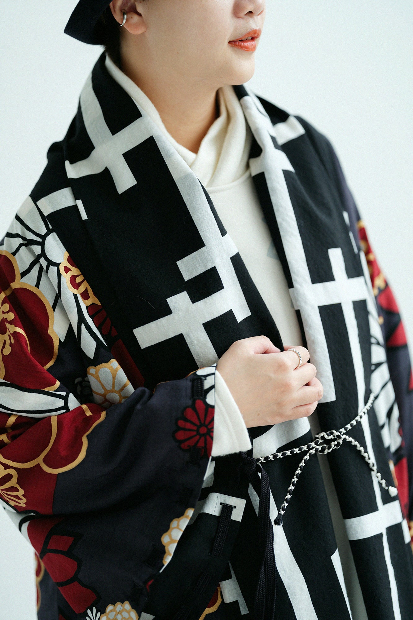 モスリン 宮中袖(きゅうちゅうそで) 可逆(かぎゃく)/桟(さん)×金襴緞子(きんらんどんす)