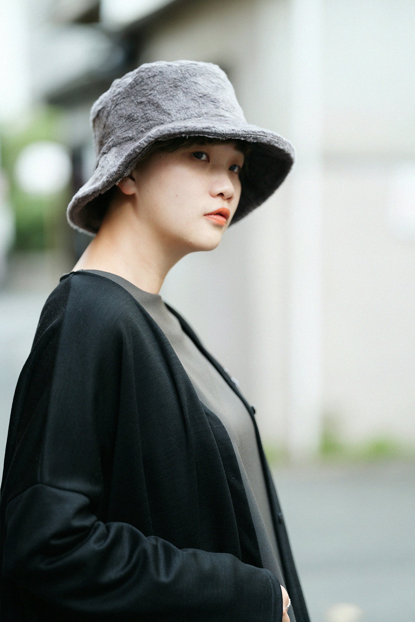 【預購】仿毛漁夫帽/深鉛色×SO-SU-U十數 昆(※預計於12月9日左右發貨)