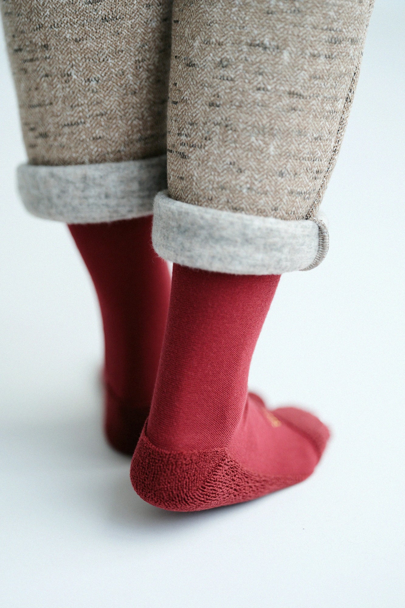 毛巾質地足袋襪(普通長度)/深紅色