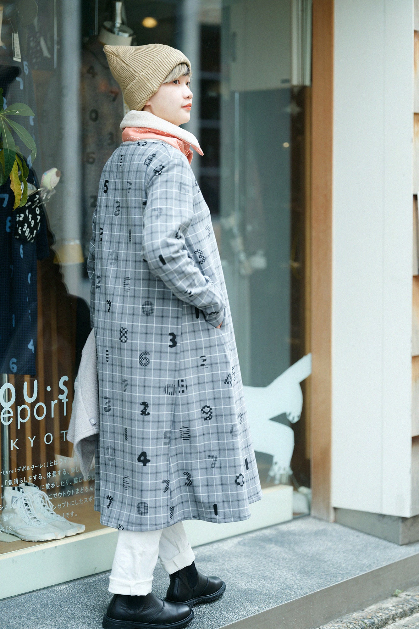 Soft Thermo(R) Fleece Lining Check BIKE One-piece Dress /SOU・SOU Kyoto