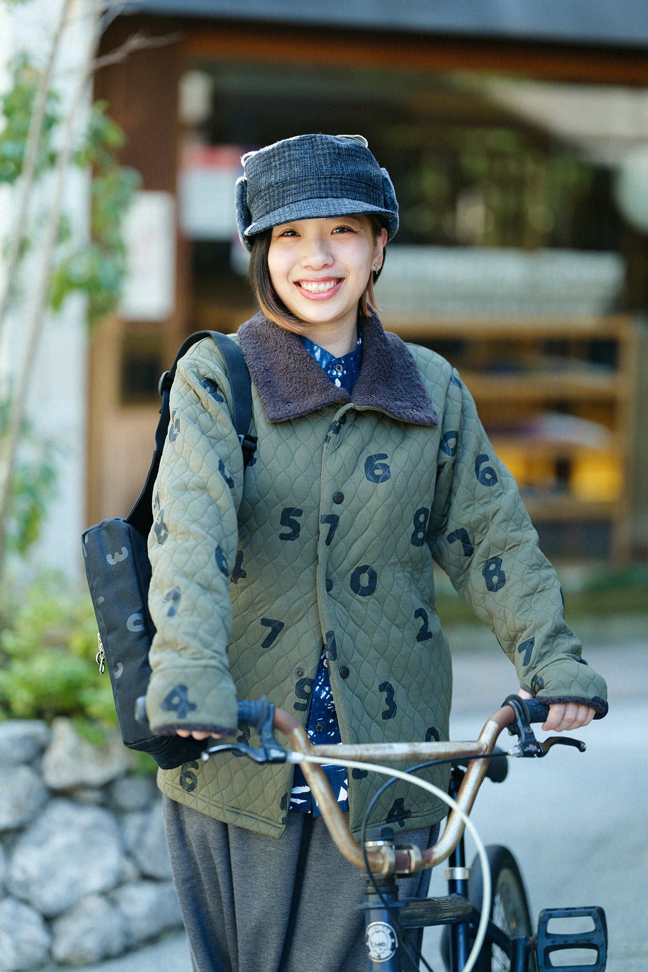 A.S Quilting Jacquard Neckwarm Cardigan/SO-SU-U Khaki