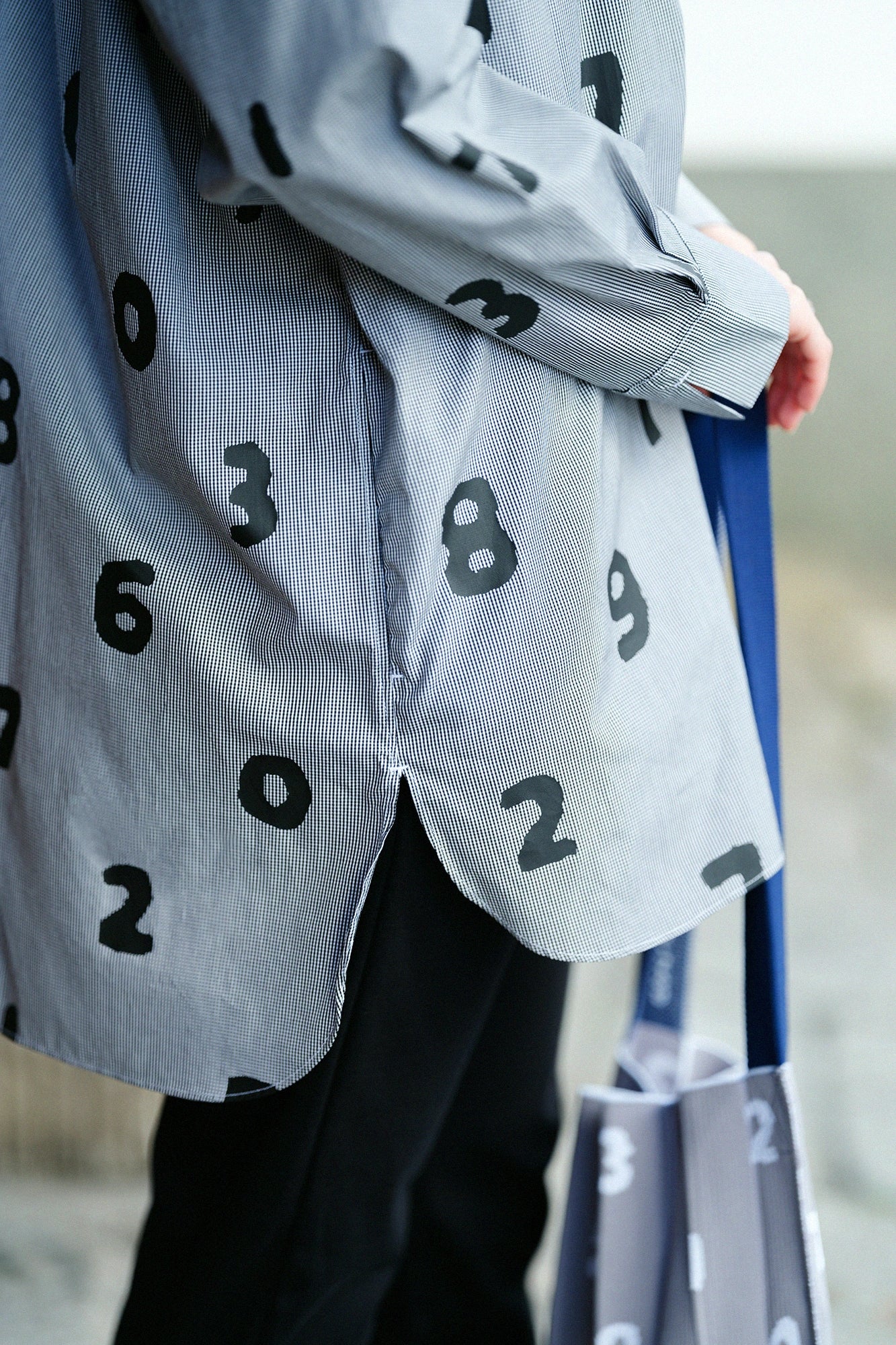 【Ships around 3/17】Long Staple Cotton Stand Collar Tunic Shirt R.H / SO-SU-U Black Pincheck