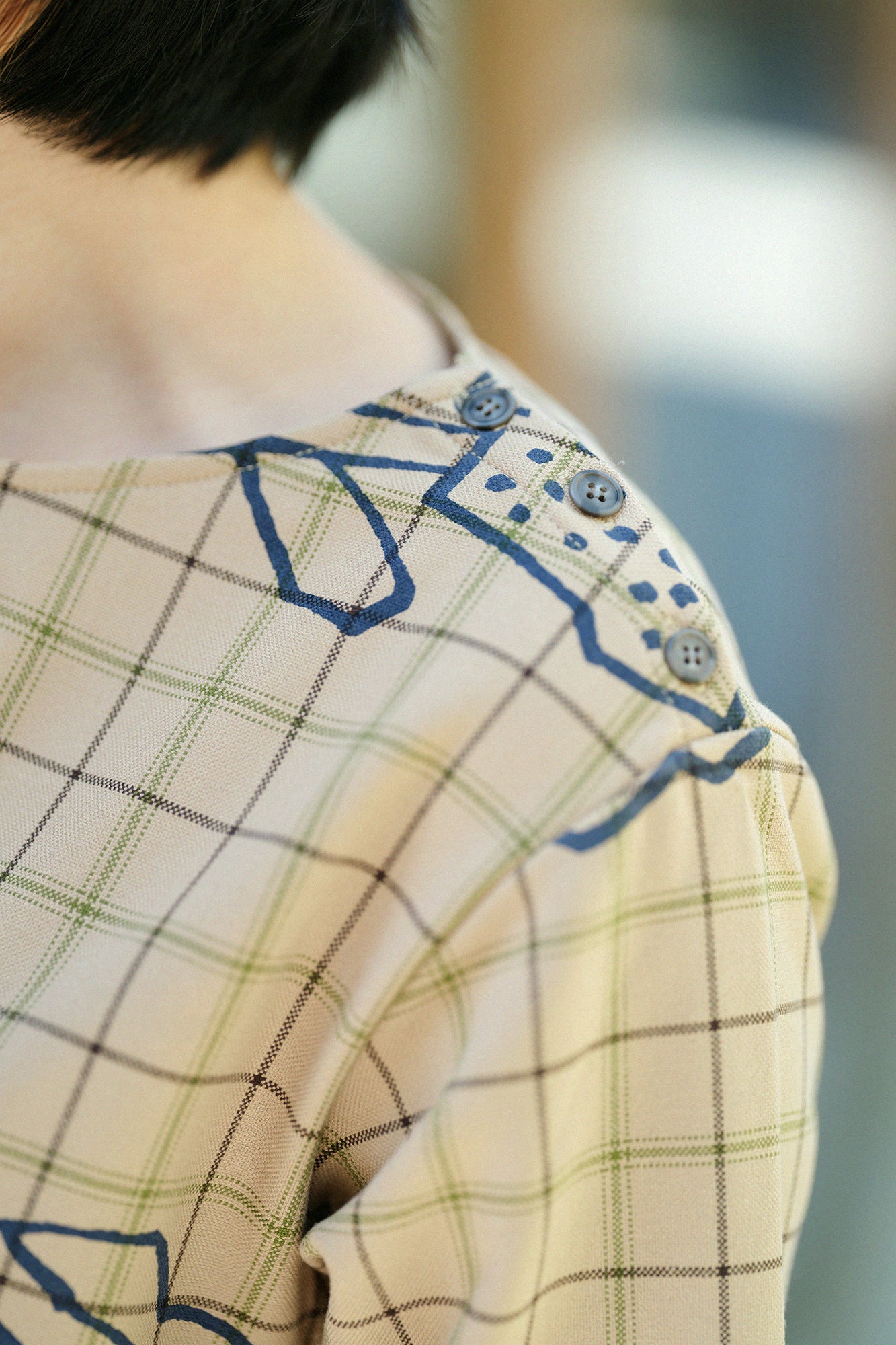 Soft Thermo(R) Fleece Lining Check BIKE One-piece Dress /Flower Seedling Scattered