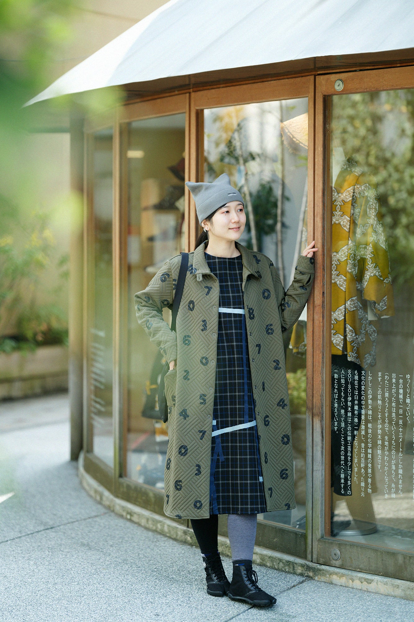 Soft Thermo(R) Fleece Lining Check BIKE One-piece Dress /Tobi