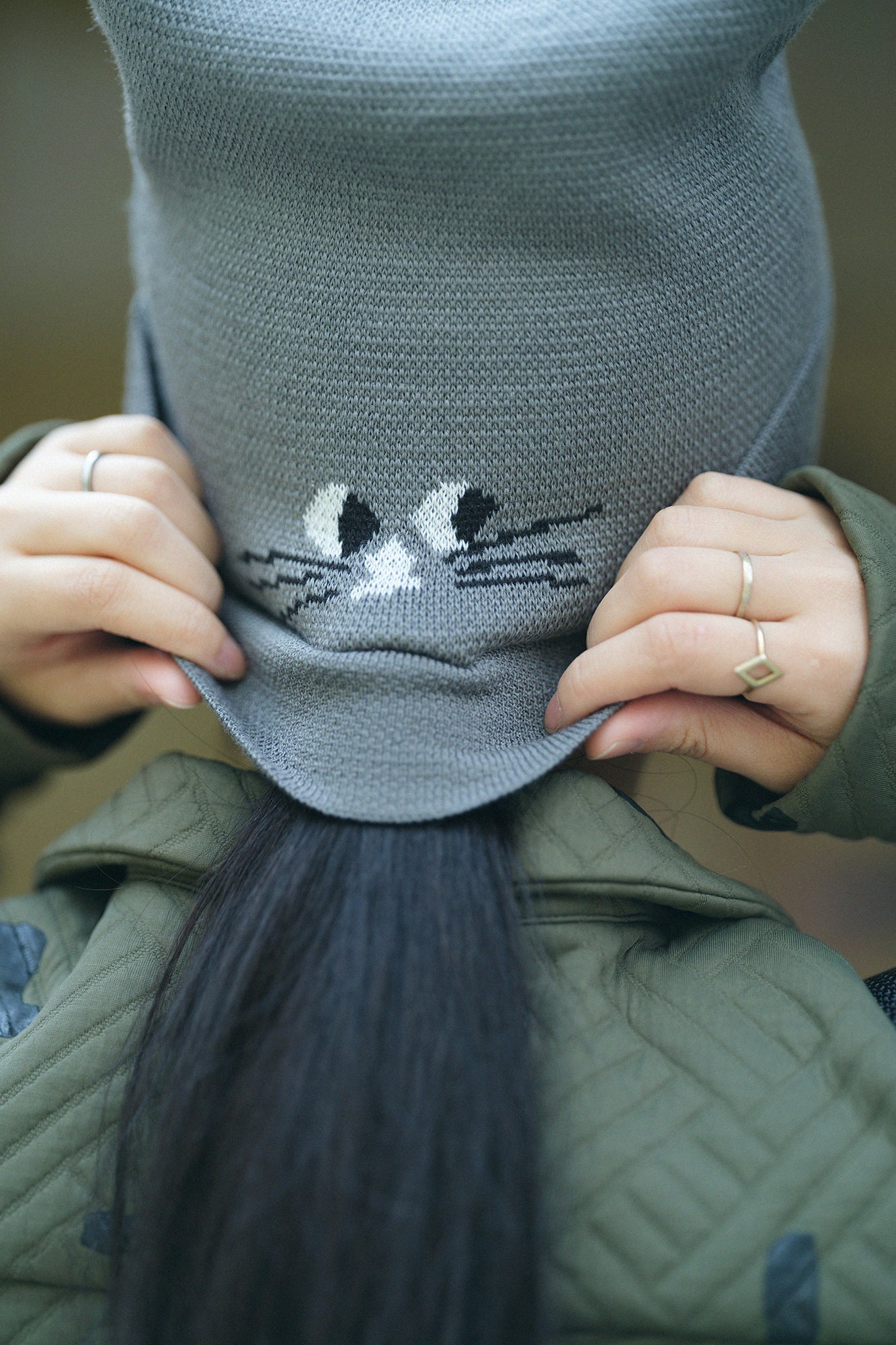 depo Nyan Jacquard Knit Cap/MiddleGrey