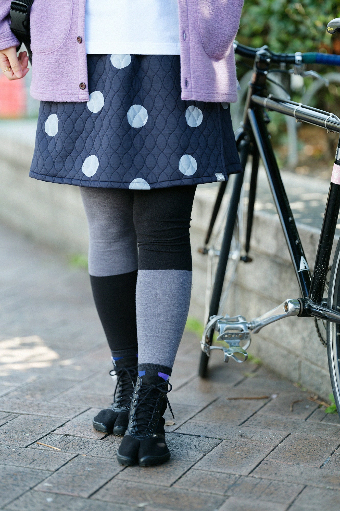 Quilted Jacquard BIKE Culottes/Polka Dots Mara Dark Navy