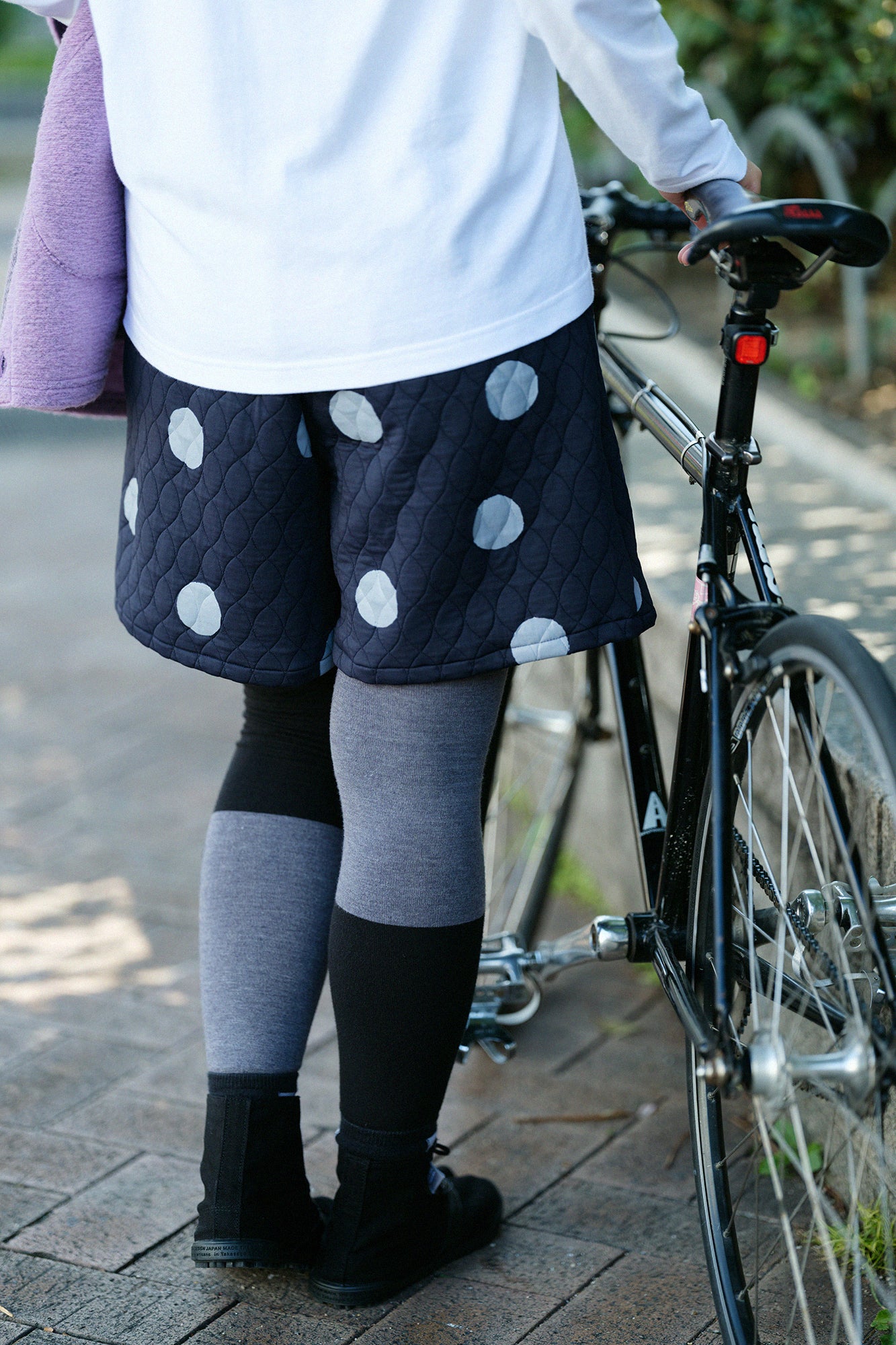 Quilted Jacquard BIKE Culottes/Polka Dots Mara Dark Navy