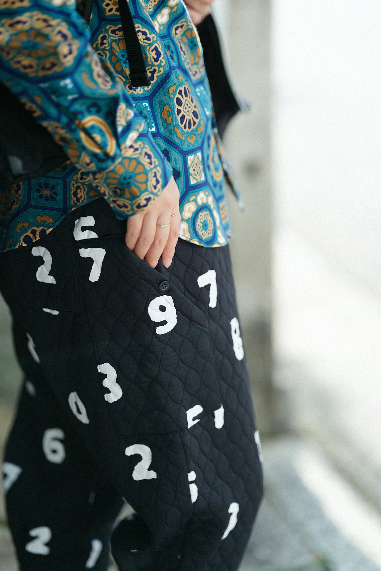 絎縫緹花 BIKE修腿馬術褲/SO-SU-U十數 黑色