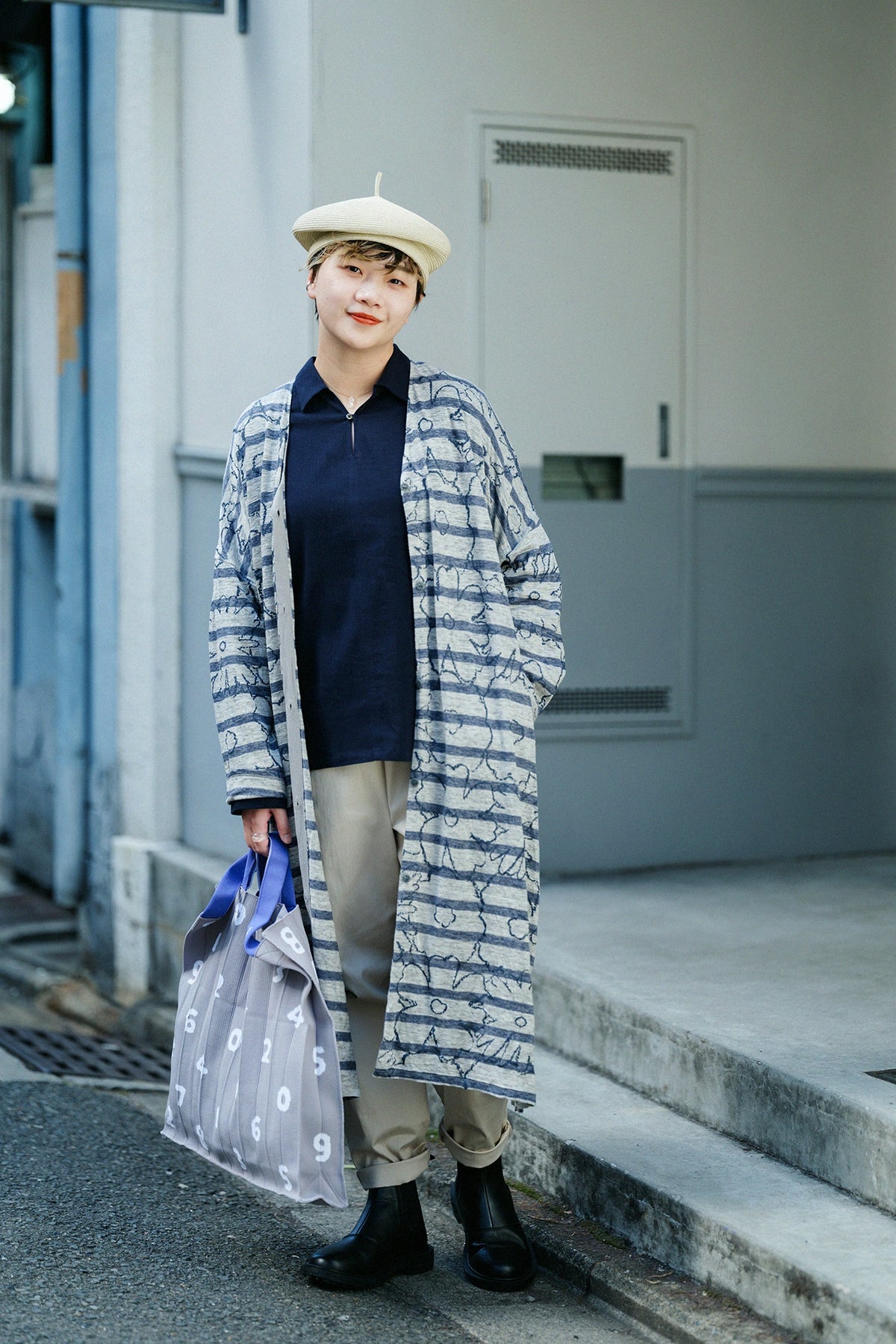 【3月17日頃発送予定】高島縮 20/20 スキッパーシャツ/留紺(とめこん)