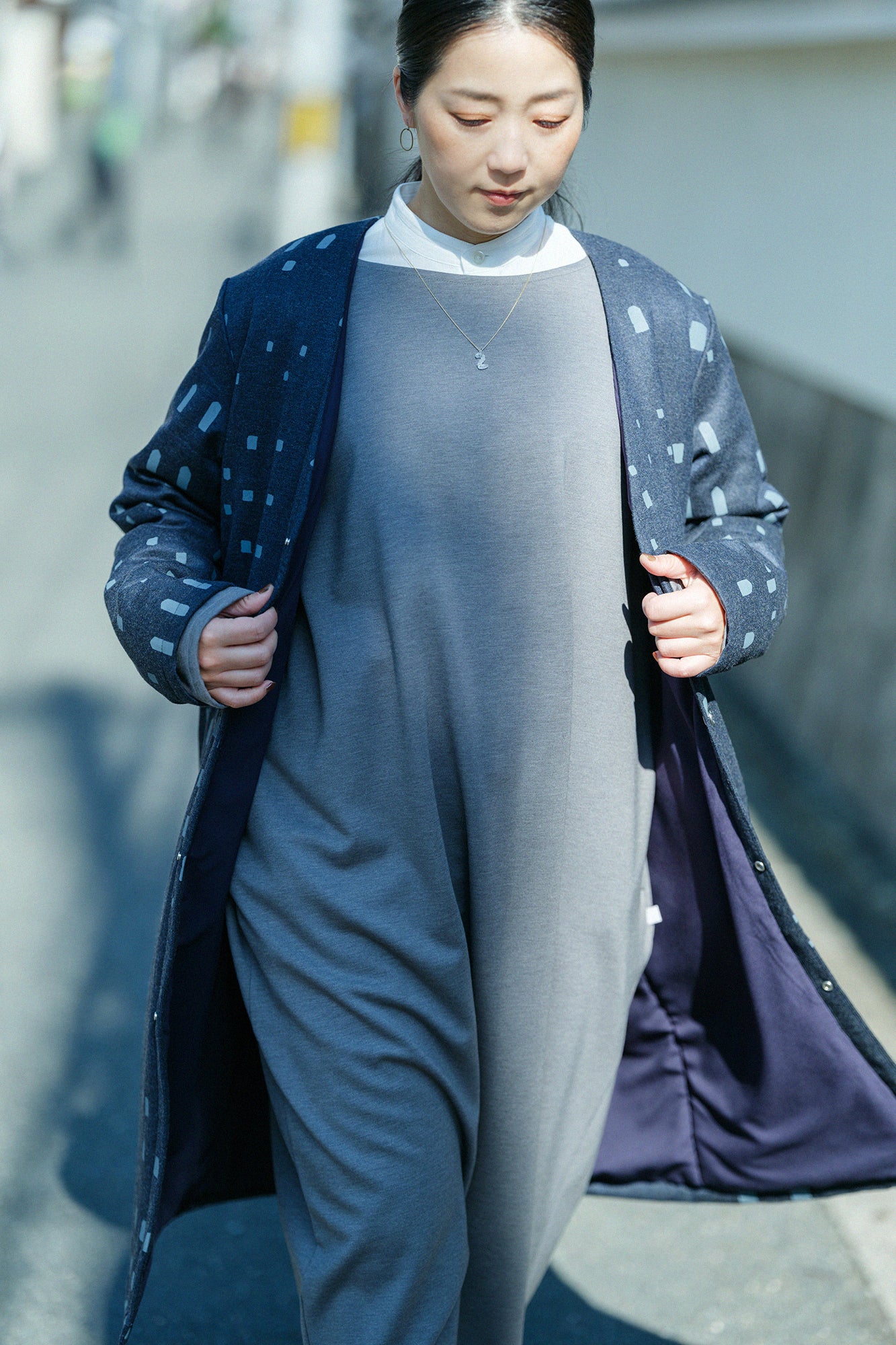 【預購】Soft Thermo(R) 羅紋針織布 船領 L/S OP 超長版/灰色(※預計於12月9日左右發貨)