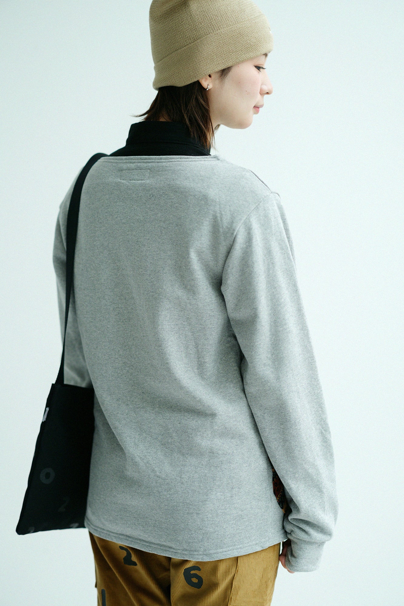 Fleece Boat Neck Sweat Shirt/Heather Grey×Terra Cotta JQ