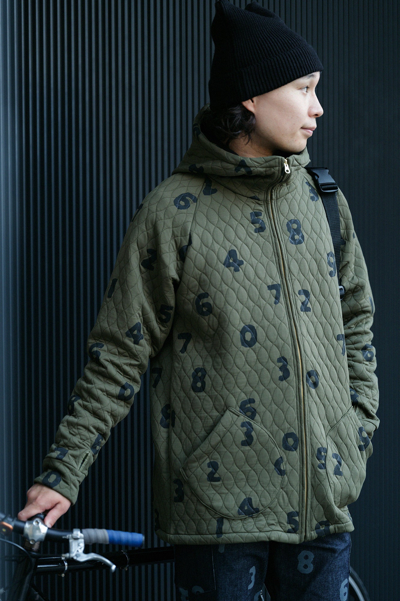 絎縫緹花 BIKE連帽外套/SO-SU-U十數 卡其色