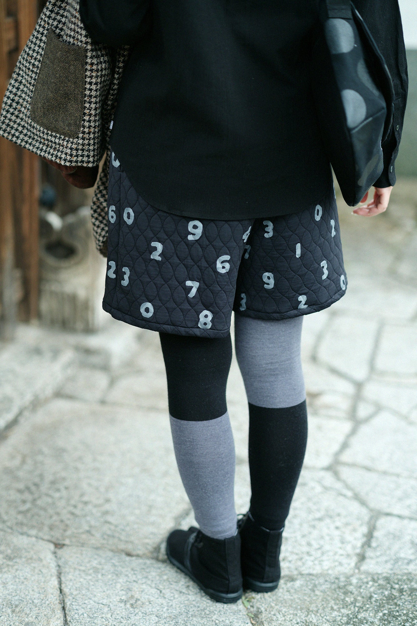 絎縫緹花 BIKE裙褲/SO-SU-U十數 黑色