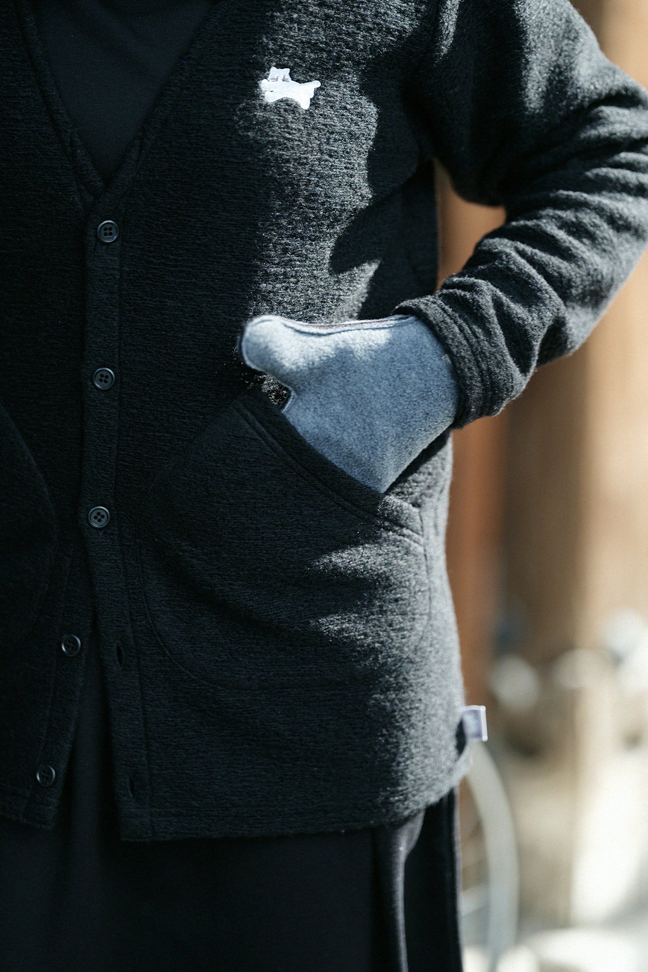 【◯预购】义大利毛绒针织V领L/S外套/黑色(※预计于12月2日左右发货)