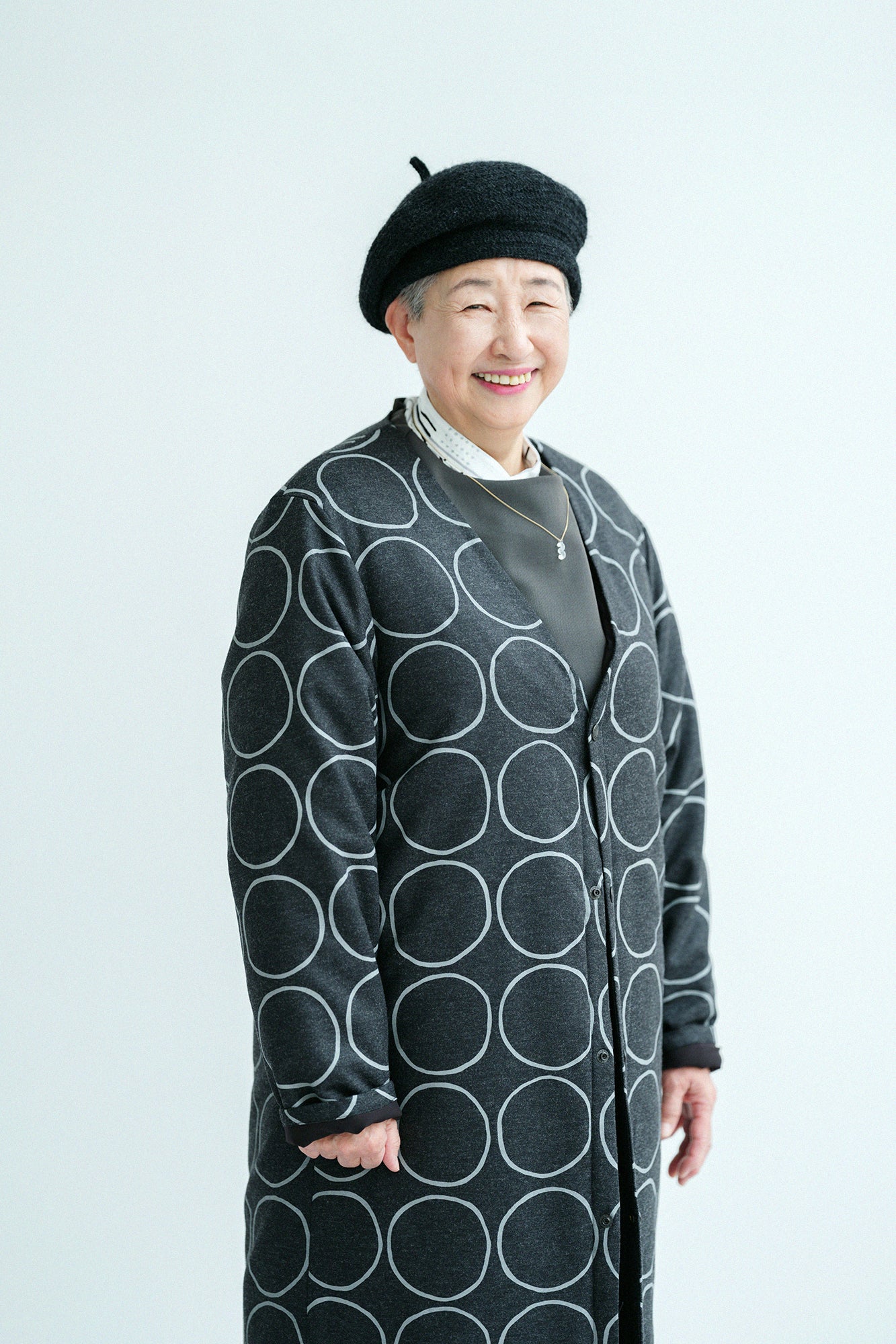 【預購】彈性法蘭絨 無領 襯墊外套/排圈圈 墨黑色(※預計於12月9日左右發貨)