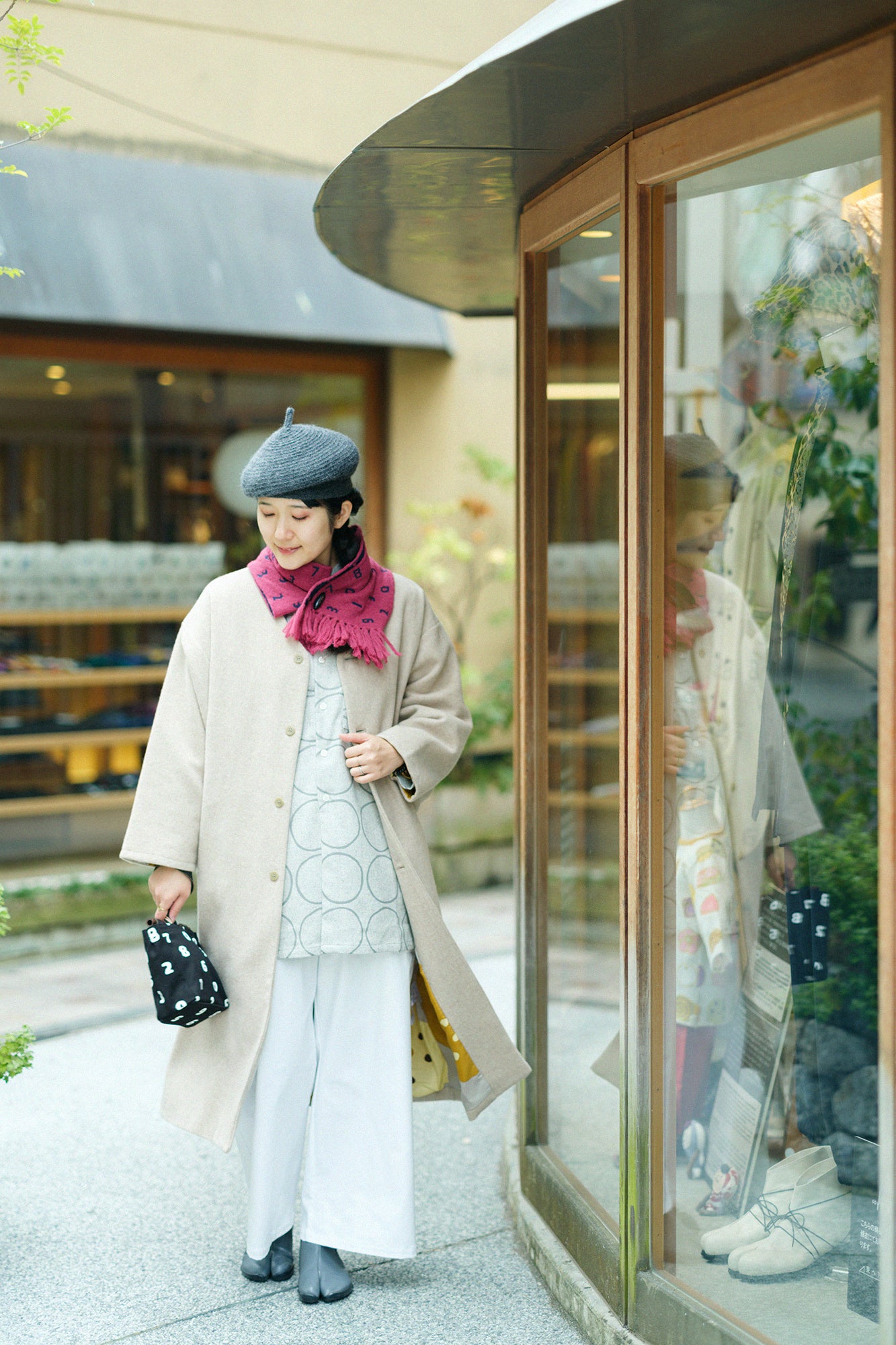 Tweed Naginata Sleeve Long Shirt / Circles and Blank Light Grey