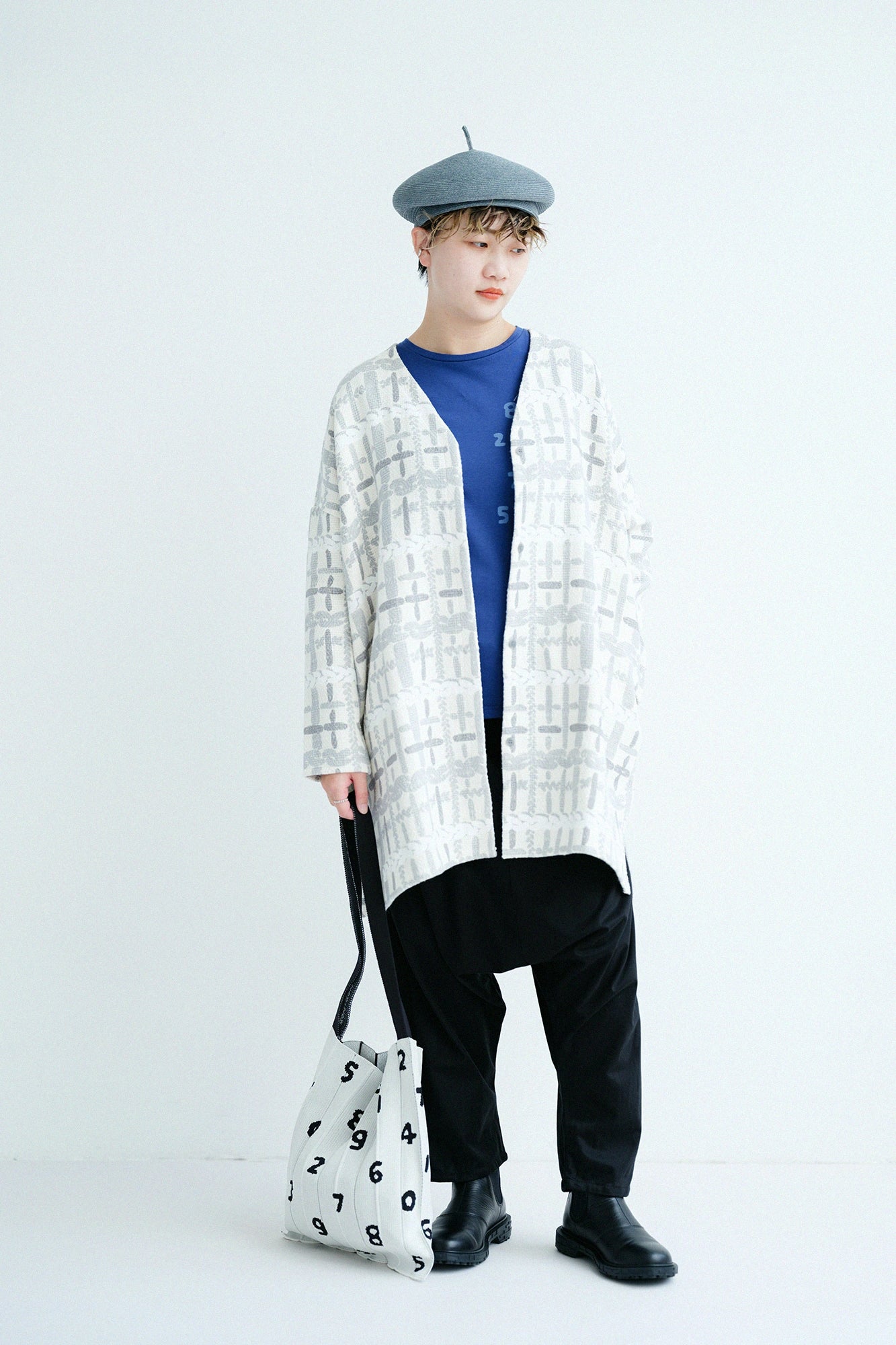 【Ships around 3/17】Plated Jersey Long-sleeved Pocket T-shirt / Blue