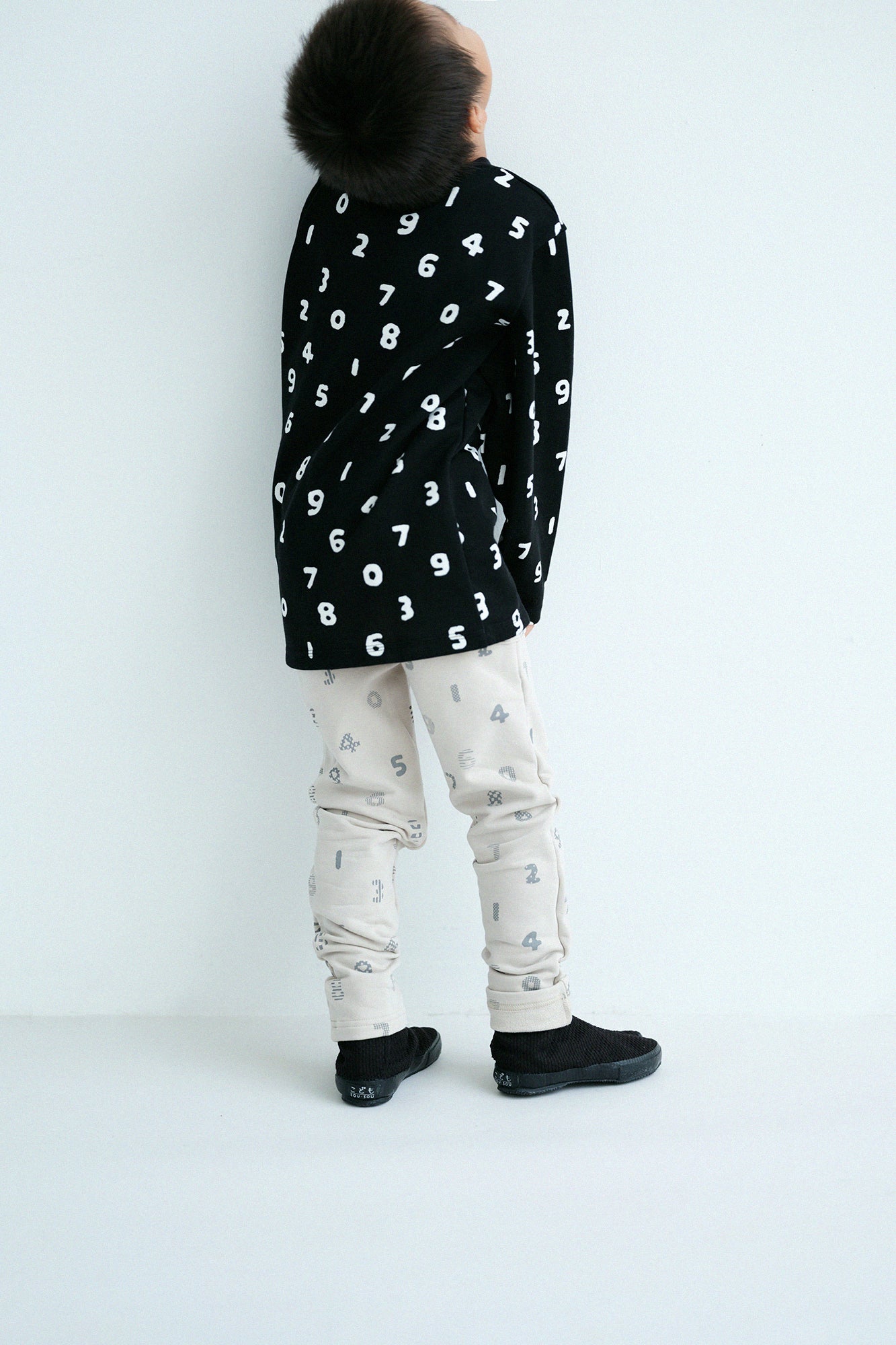 ●內抓毛圖案細腿褲SOU・SOU 京都/沙色