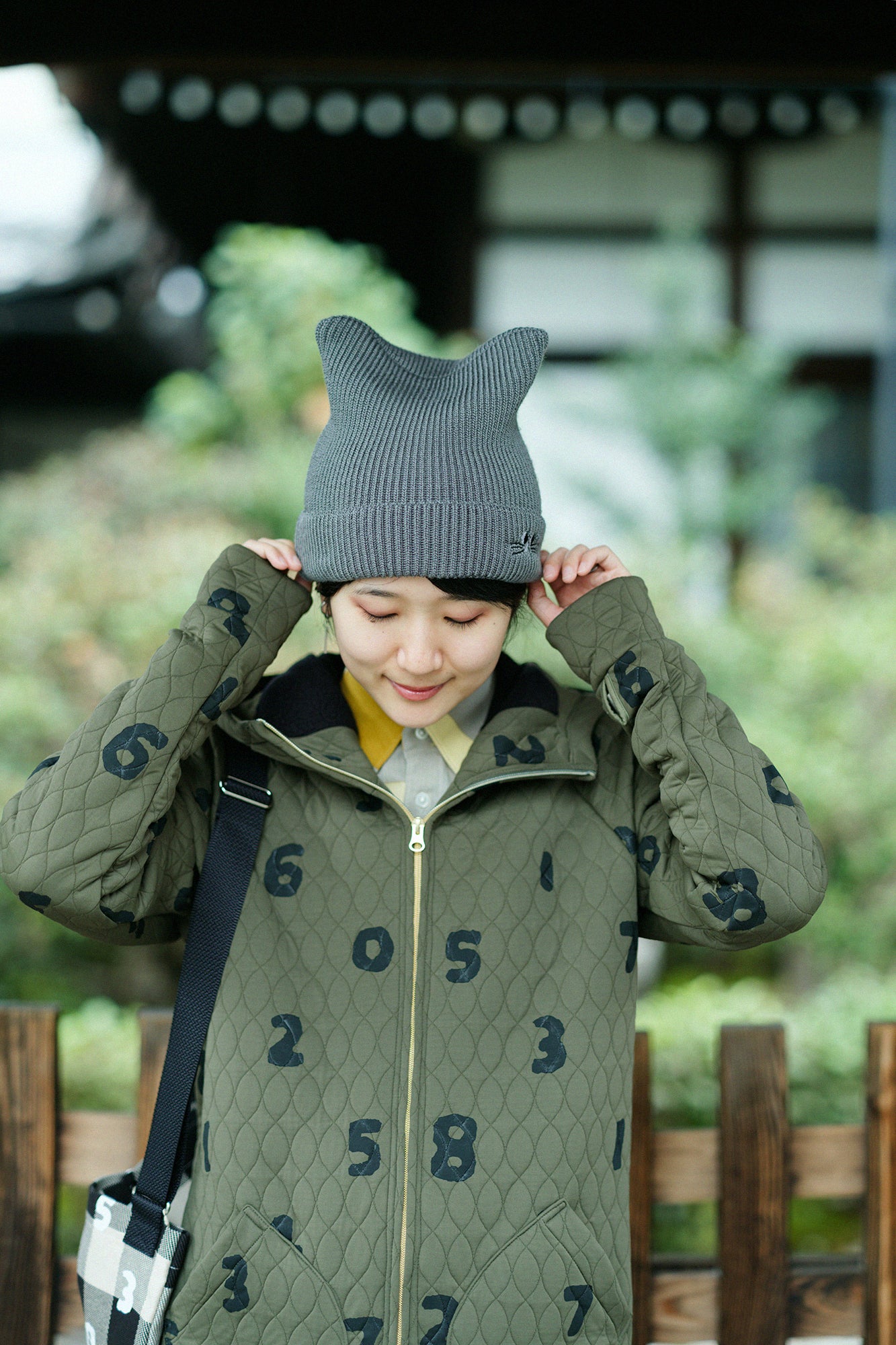 depo Nyan Ribbed Knit Hat/MiddleGrey