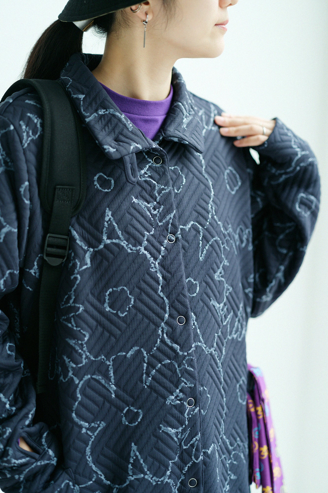 Quilting Jacquard SANPOOne-piece Dress/Oraka Graffiti Dark Navy