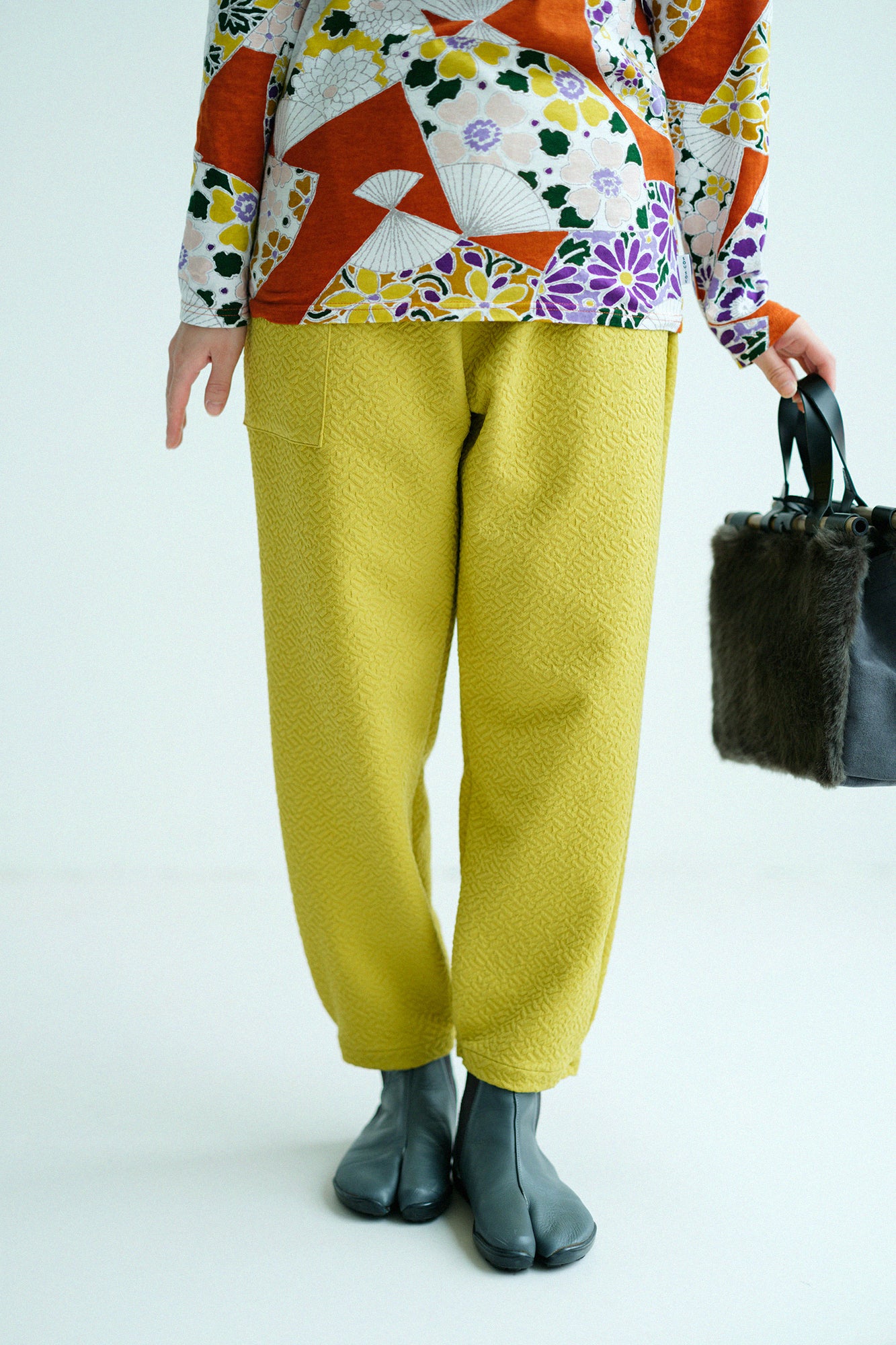 雙層緹花 工人褲/金黃色