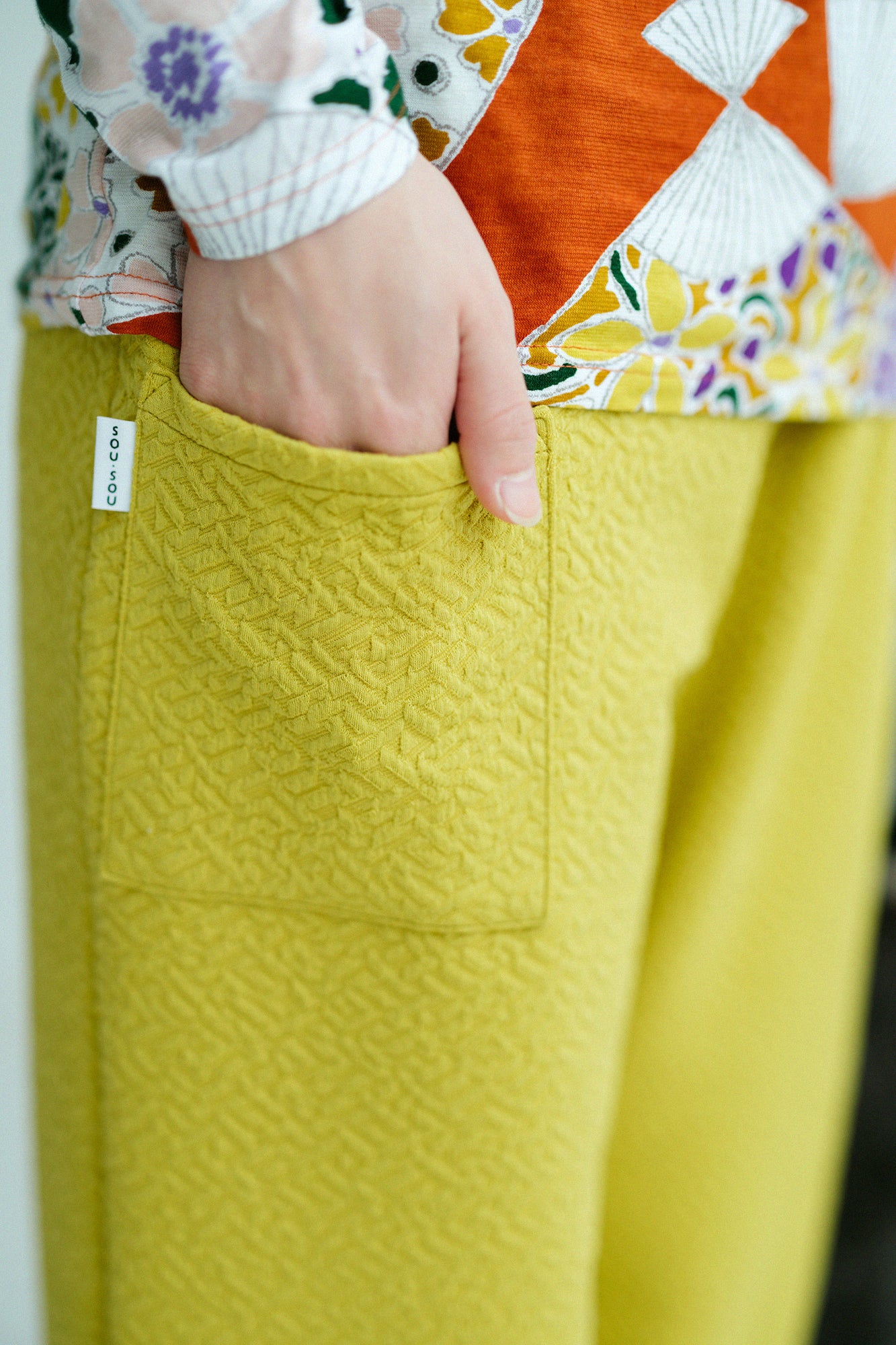 雙層緹花 工人褲/金黃色