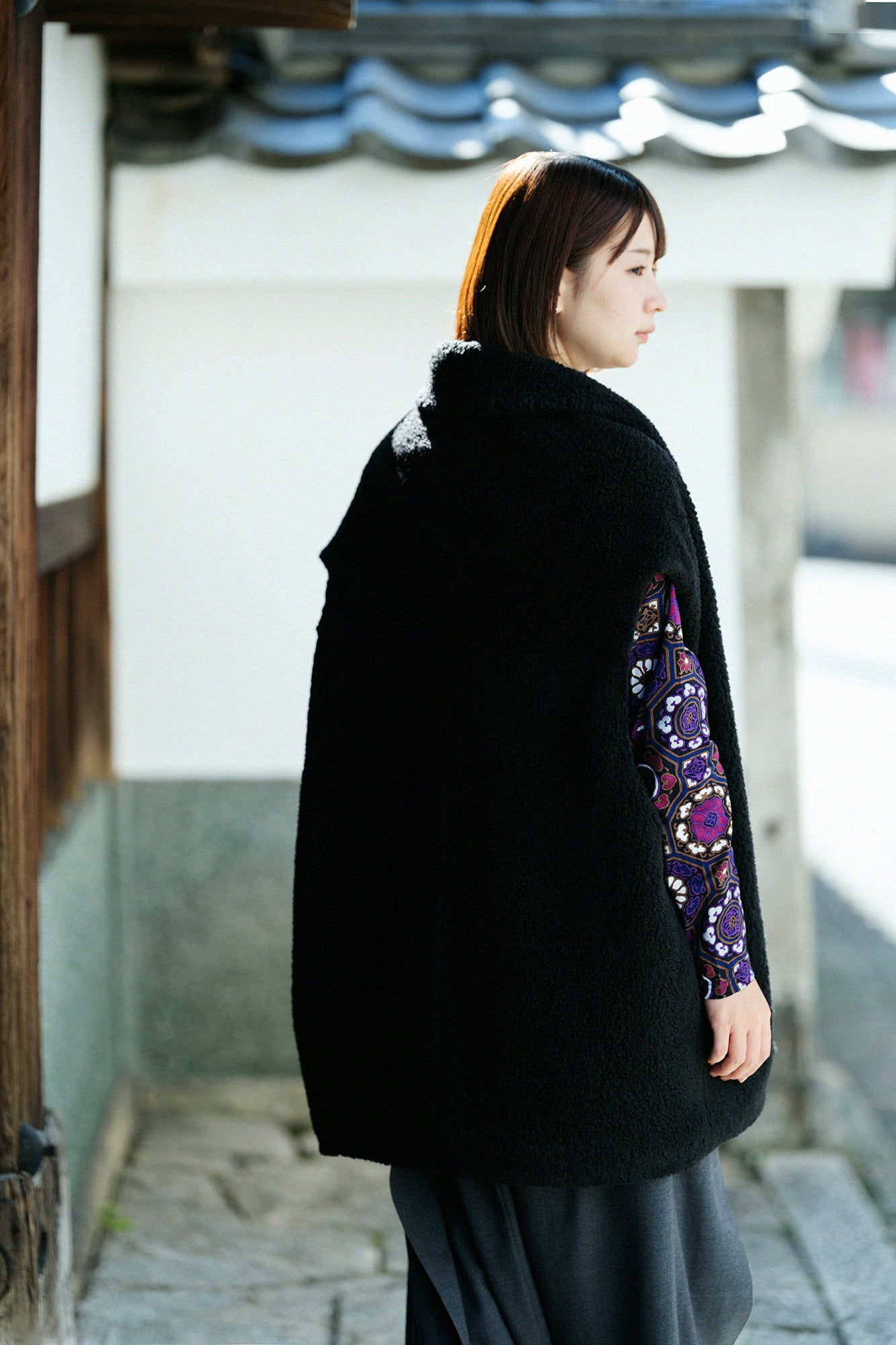 Boa Saya Vest with Lining / Black×Imayo