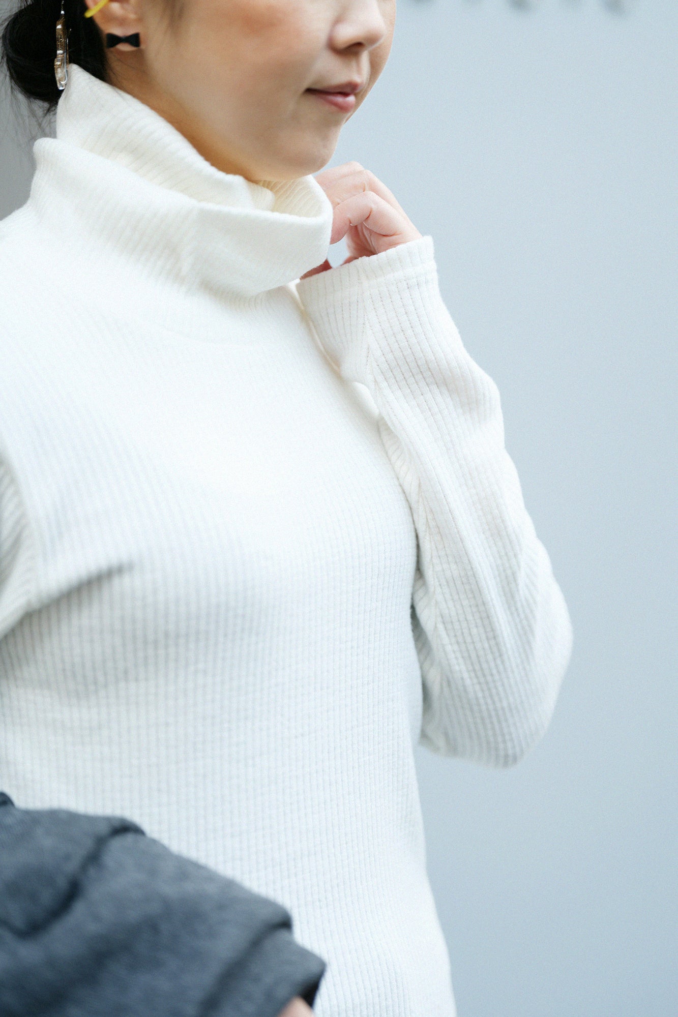 【預購】Soft Thermo(R) 羅紋針織 造型高領L/S長版上衣/白色(※預計於12月9日左右發貨)