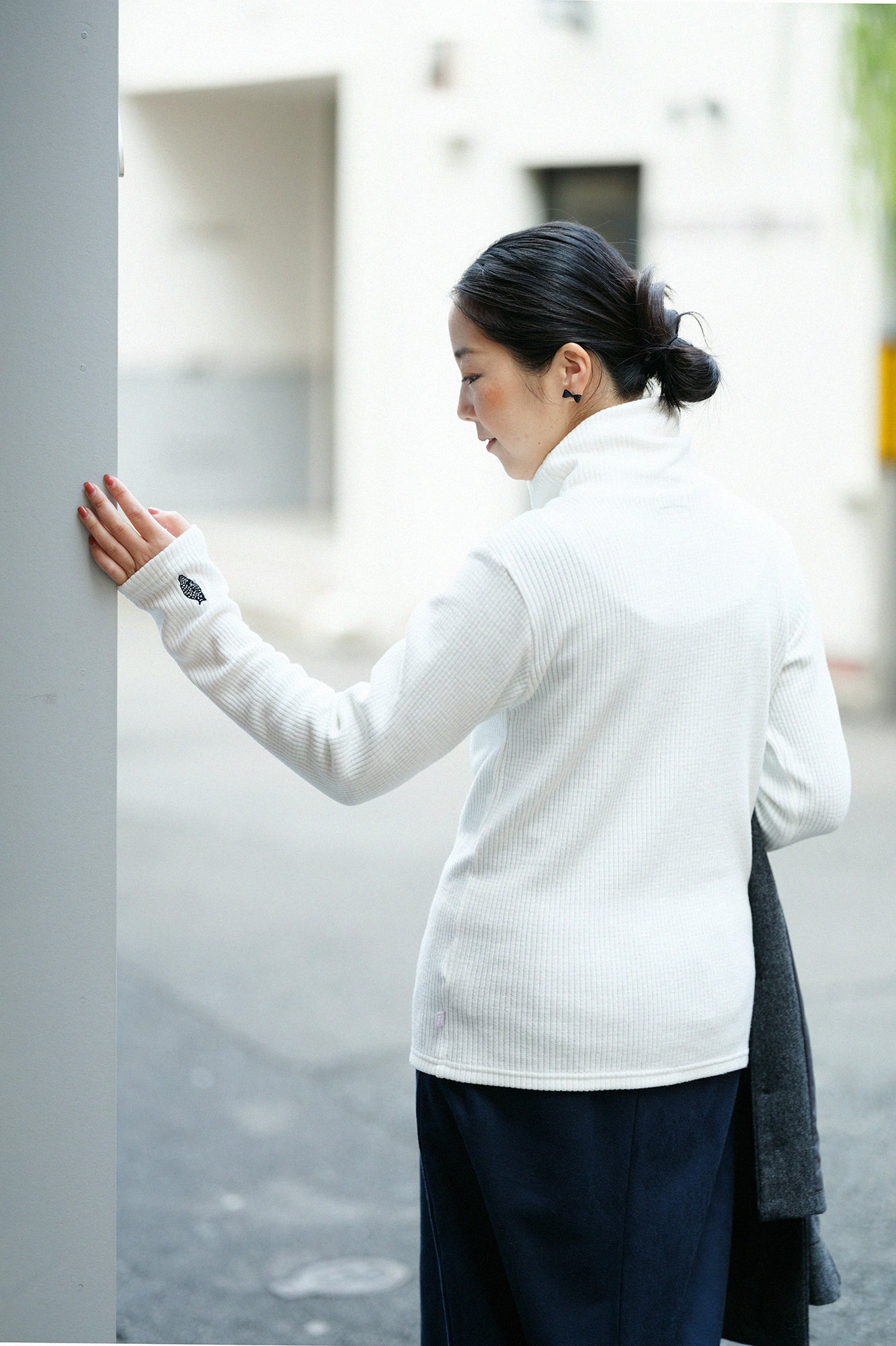 【預購】Soft Thermo(R) 羅紋針織 造型高領L/S長版上衣/白色(※預計於12月9日左右發貨)