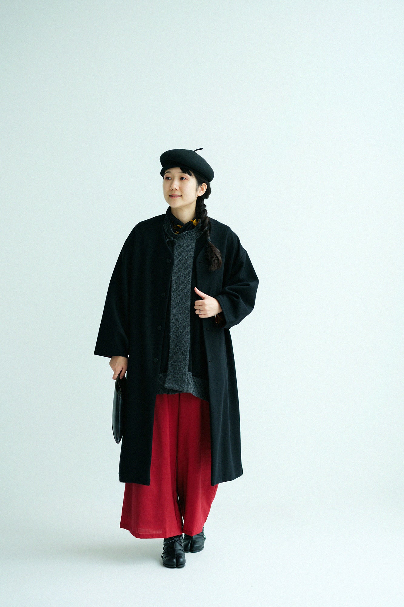 SOU・SOU×ALPHA Lamb Wool Chou-fuku Vest / Black×Dark Grey