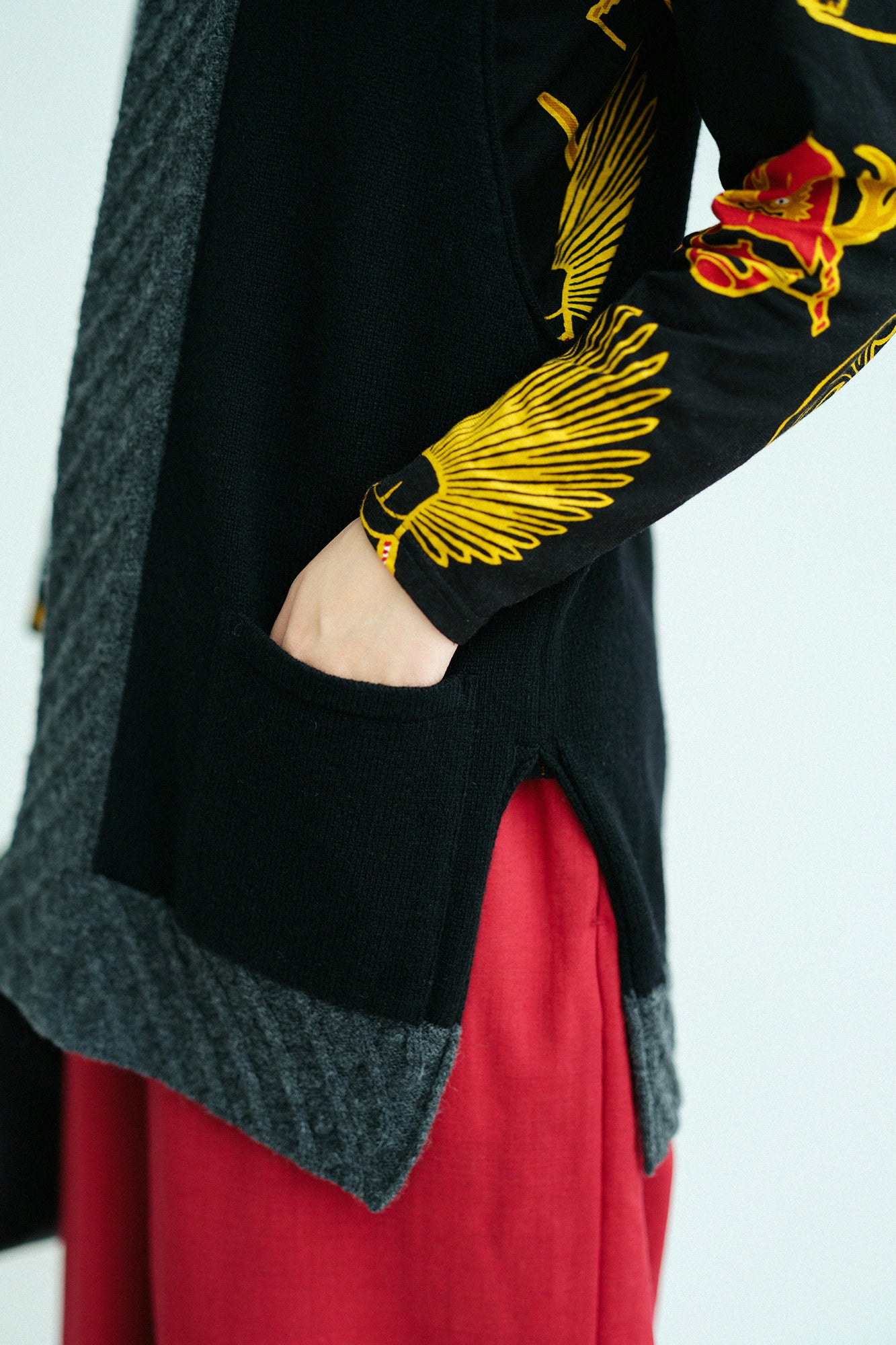 SOU・SOU×ALPHA Lamb Wool Chou-fuku Vest / Black×Dark Grey