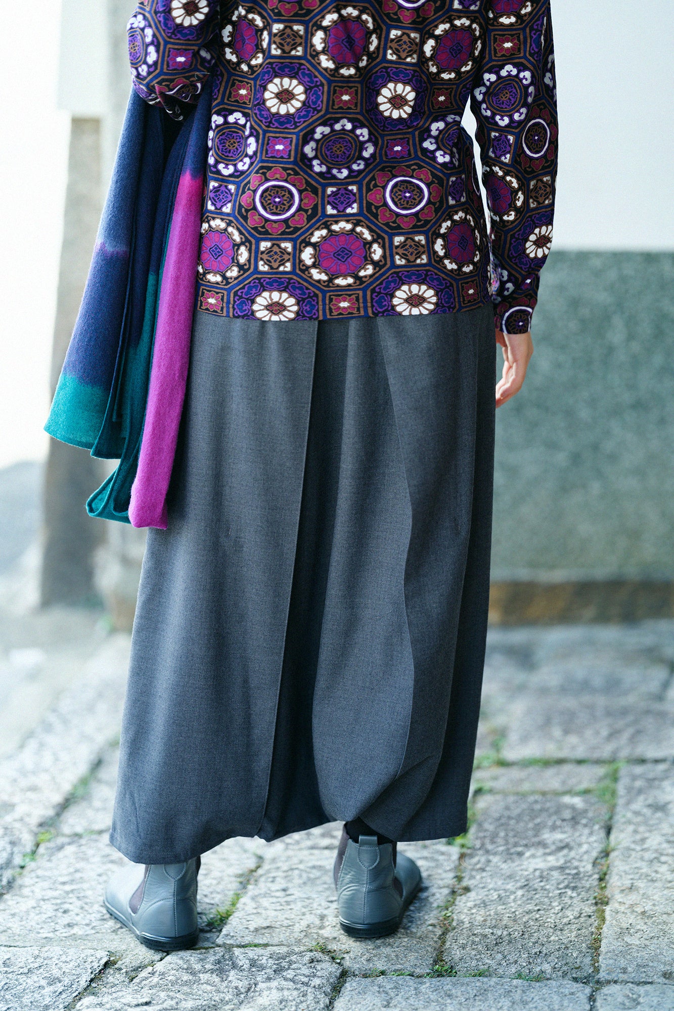 Super 100's Wool Hakama Fuji Pants / Dark Grey